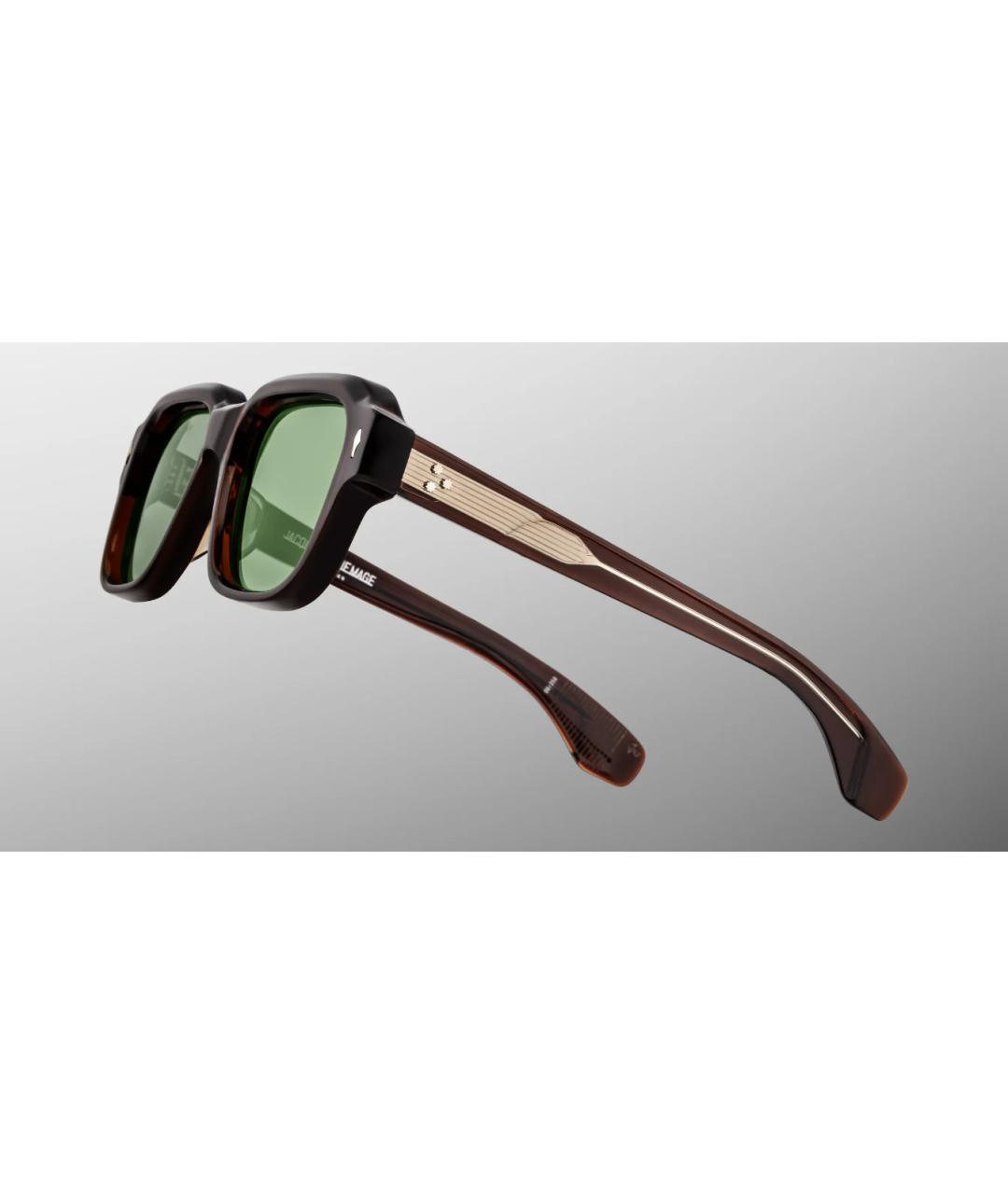 JACQUES MARIE MAGE Коричневые пластиковые солнцезащитные очки, фото 4