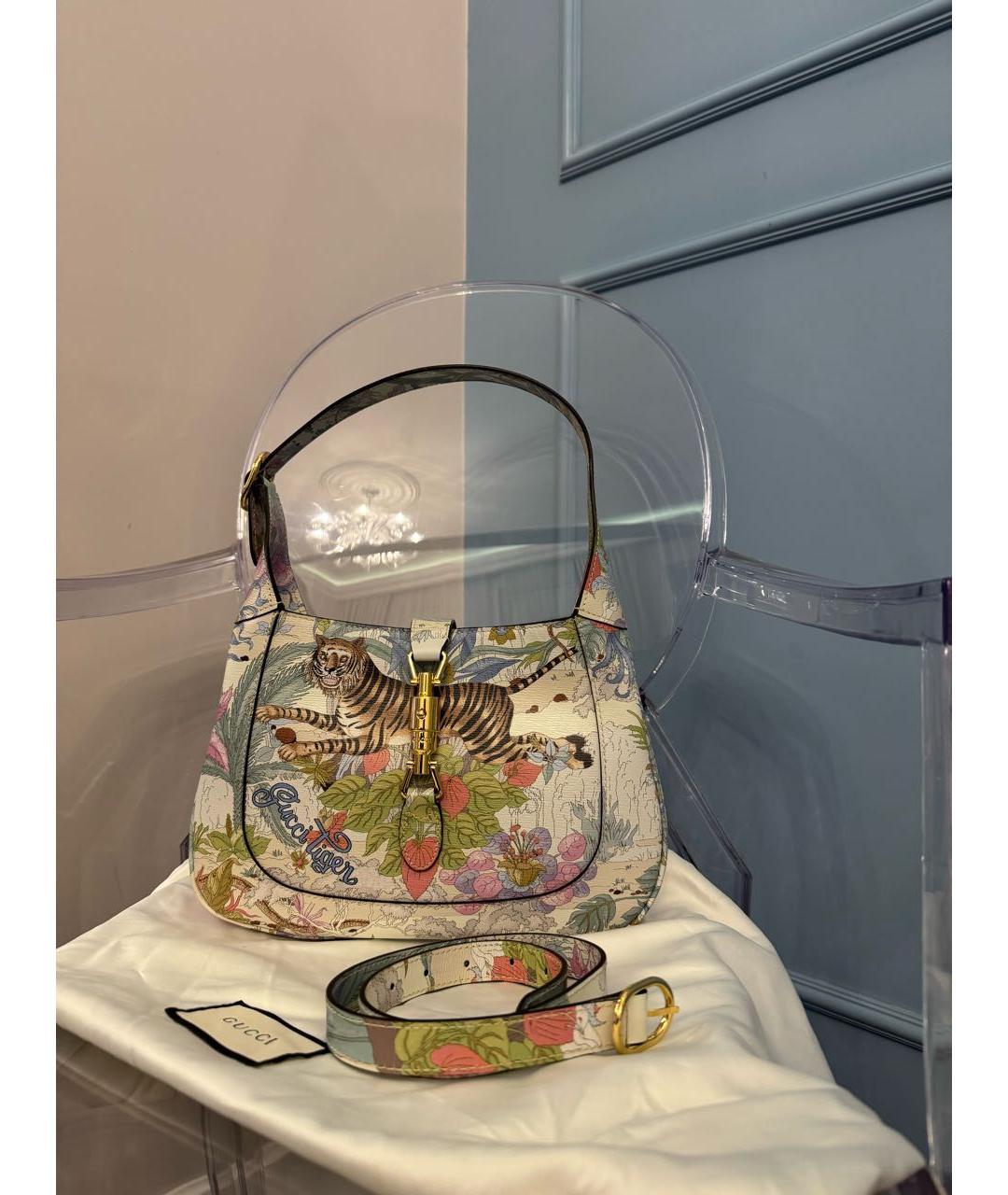 GUCCI Белая кожаная сумка с короткими ручками, фото 9