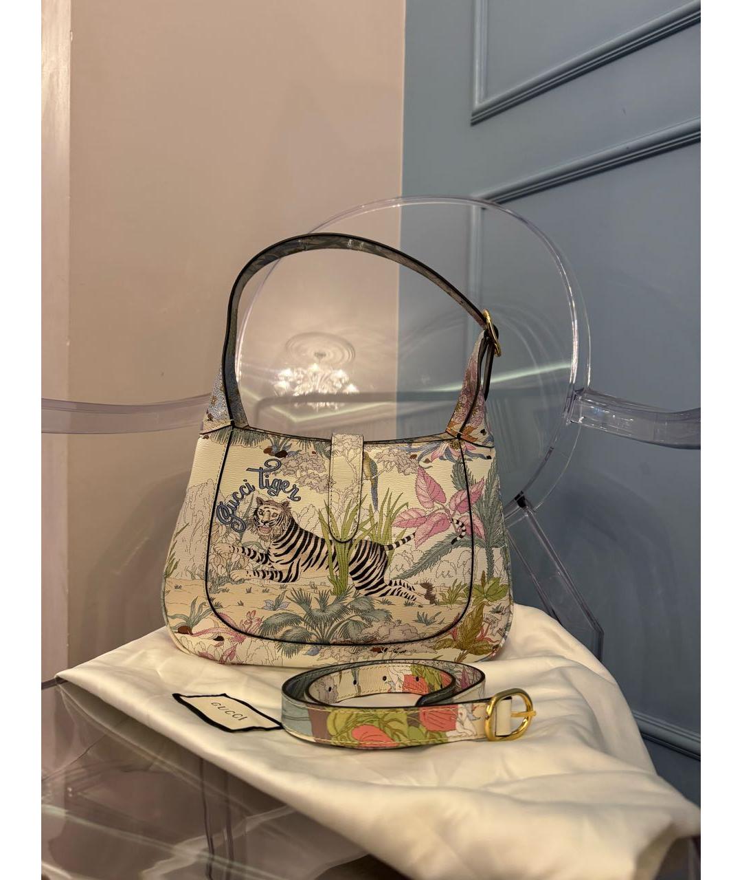 GUCCI Белая кожаная сумка с короткими ручками, фото 2