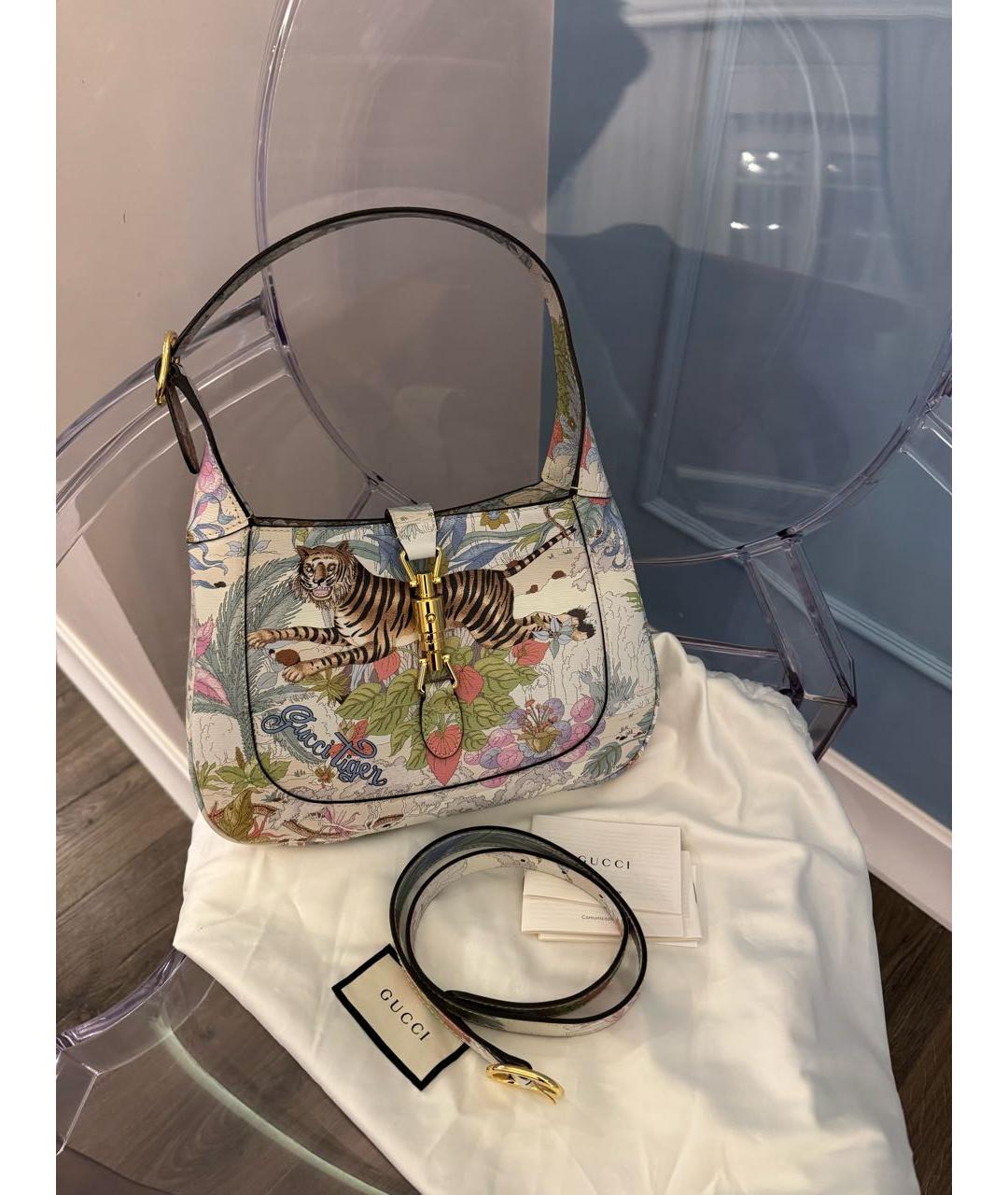 GUCCI Белая кожаная сумка с короткими ручками, фото 8