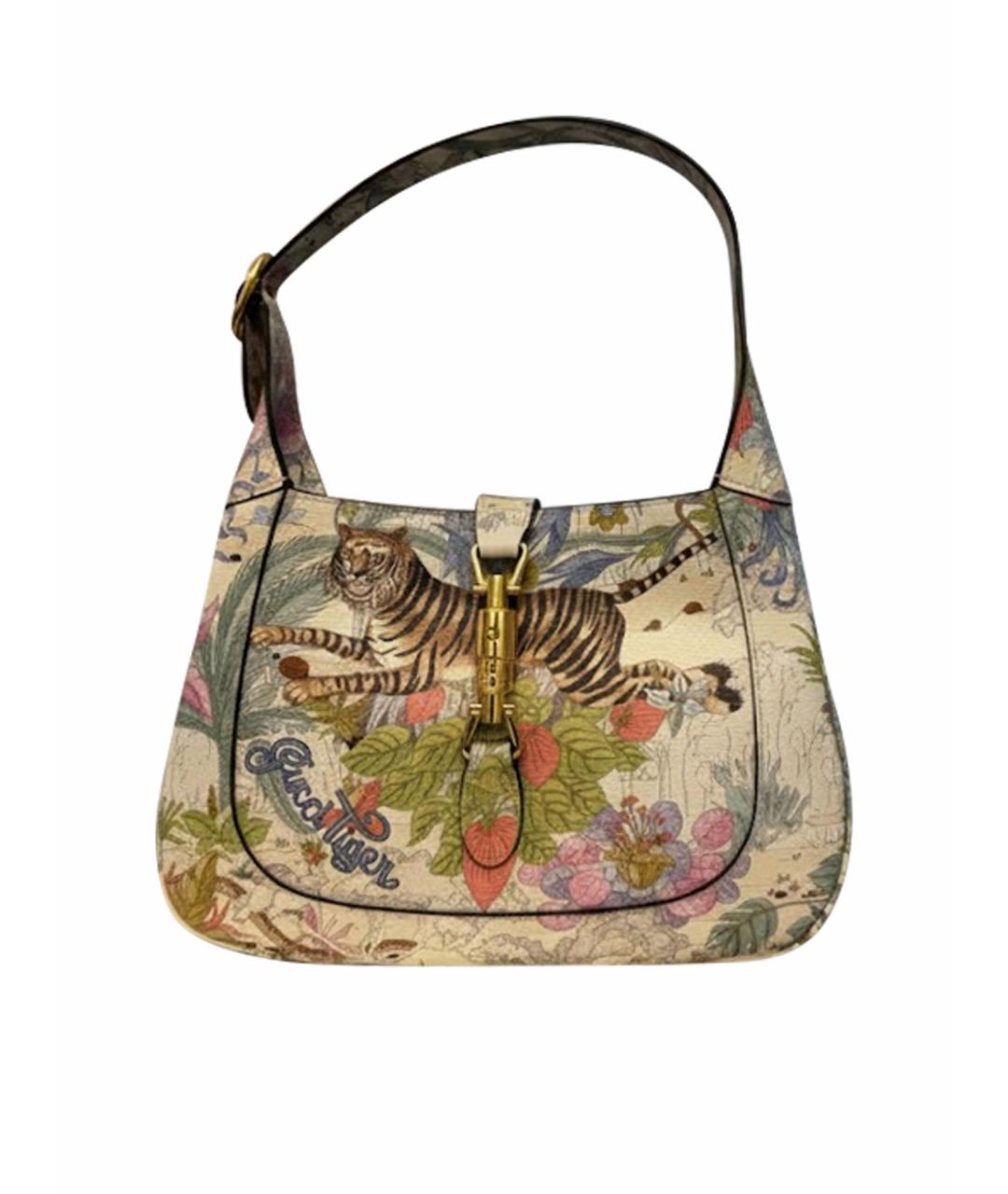 GUCCI Белая кожаная сумка с короткими ручками, фото 1