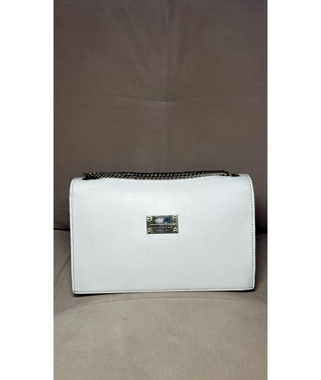 PHILIPP PLEIN Белая кожаная сумка через плечо, фото 3