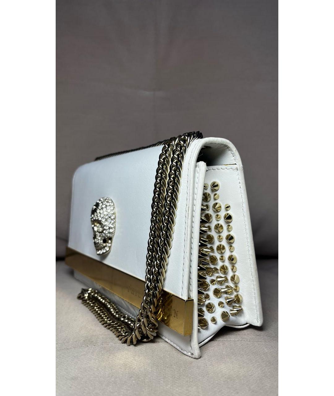 PHILIPP PLEIN Белая кожаная сумка через плечо, фото 2