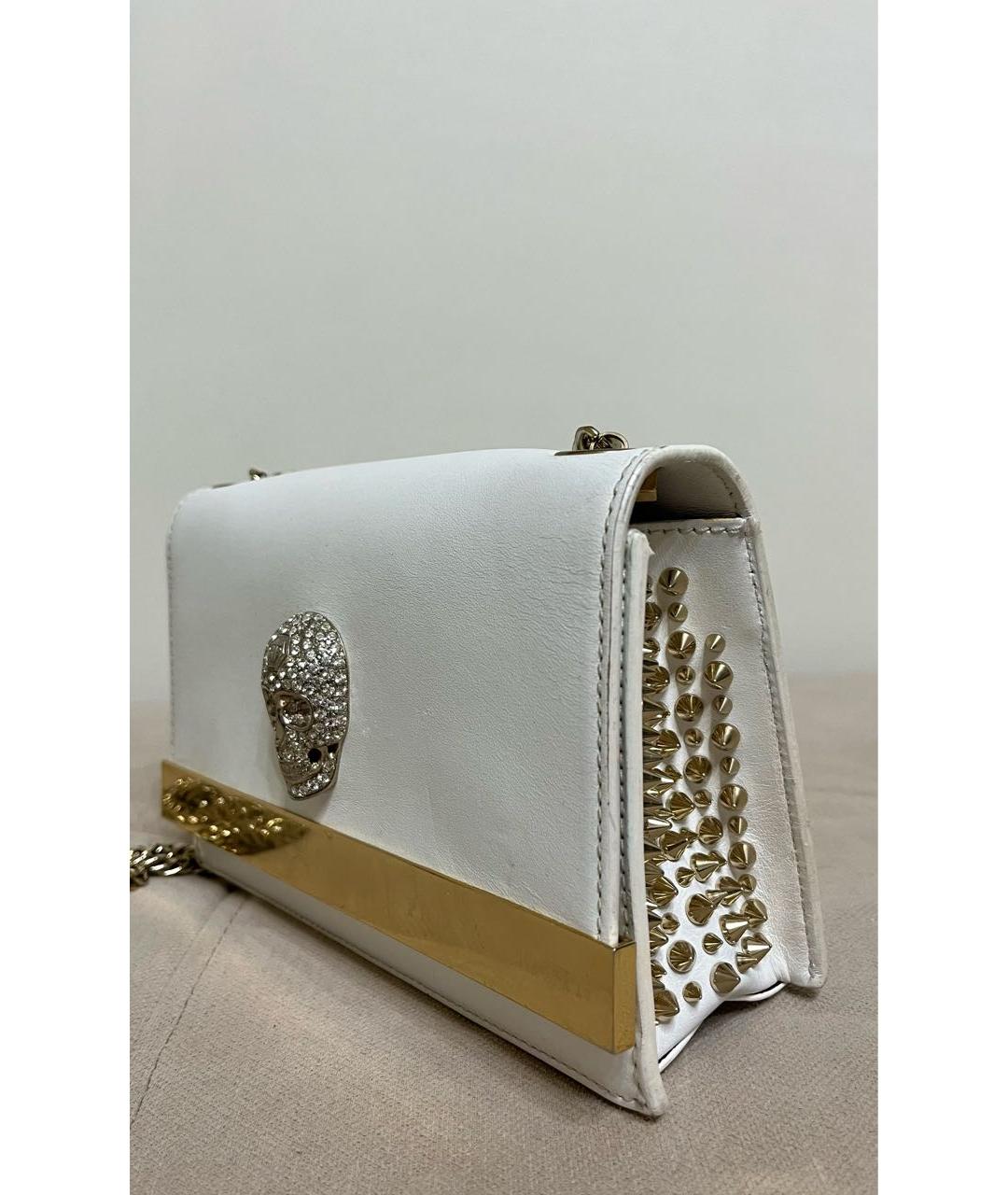 PHILIPP PLEIN Белая кожаная сумка через плечо, фото 2