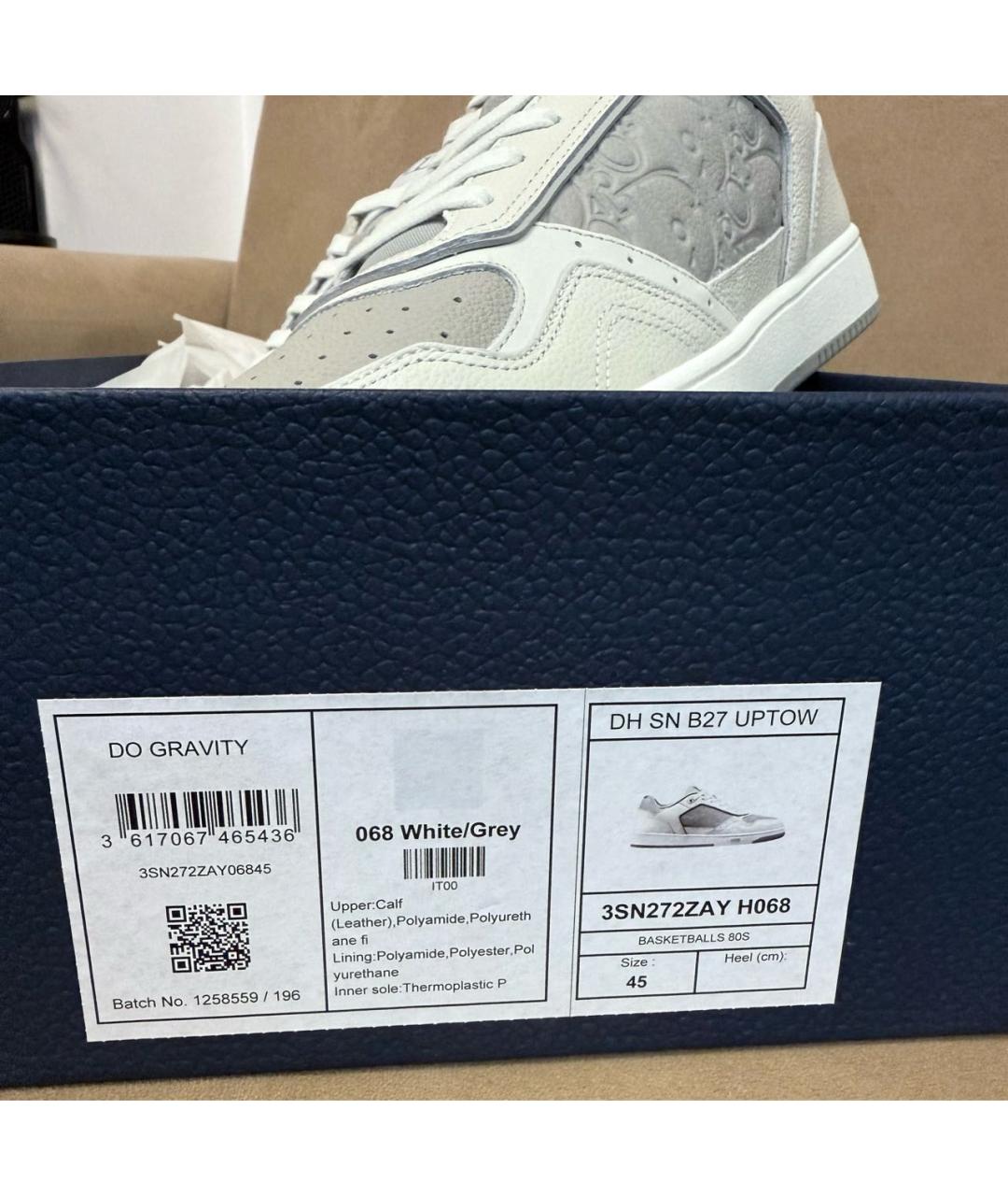 CHRISTIAN DIOR Серые кожаные низкие кроссовки / кеды, фото 7