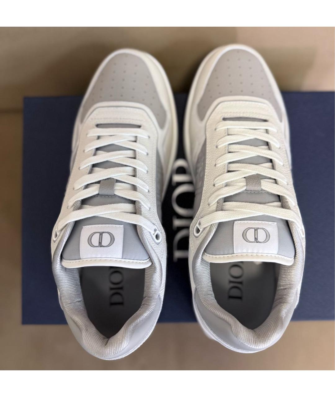 CHRISTIAN DIOR Серые кожаные низкие кроссовки / кеды, фото 3