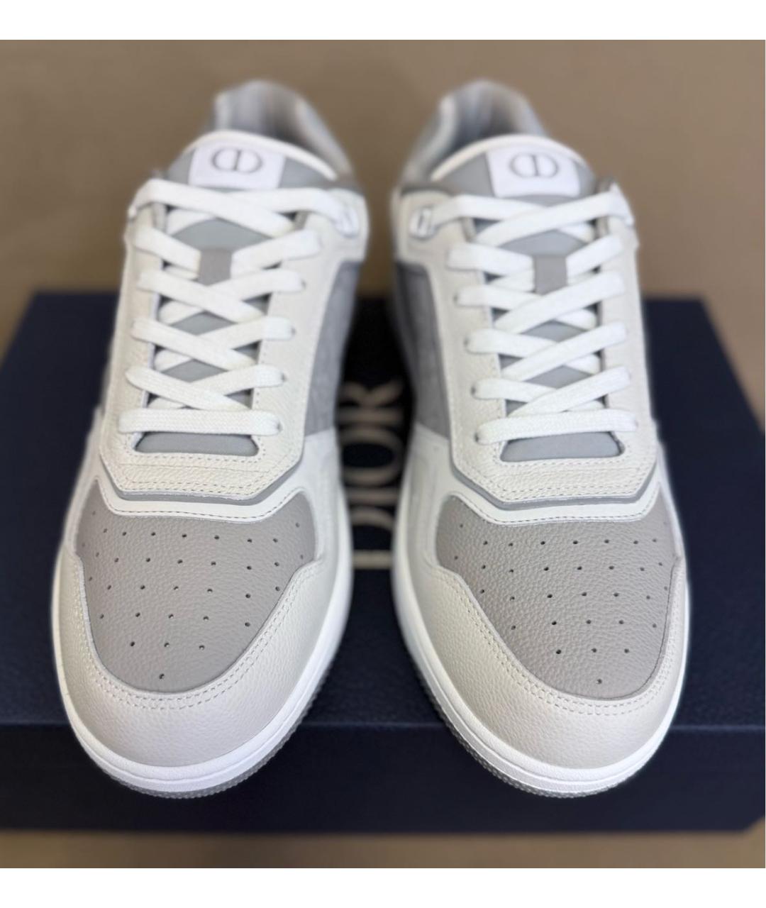 CHRISTIAN DIOR Серые кожаные низкие кроссовки / кеды, фото 2