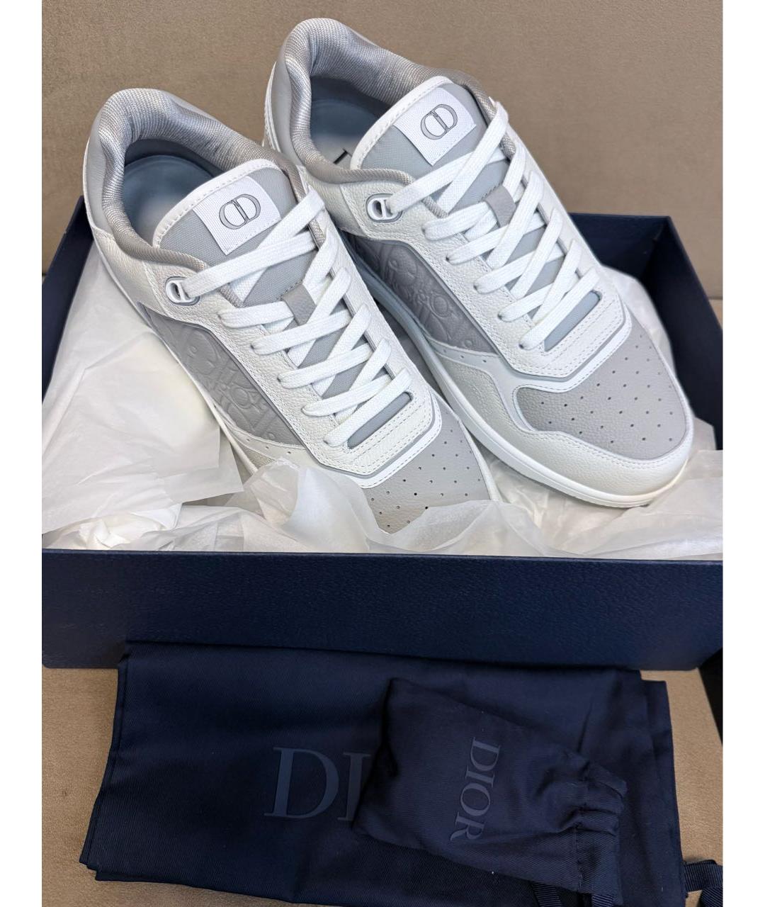 CHRISTIAN DIOR Серые кожаные низкие кроссовки / кеды, фото 5