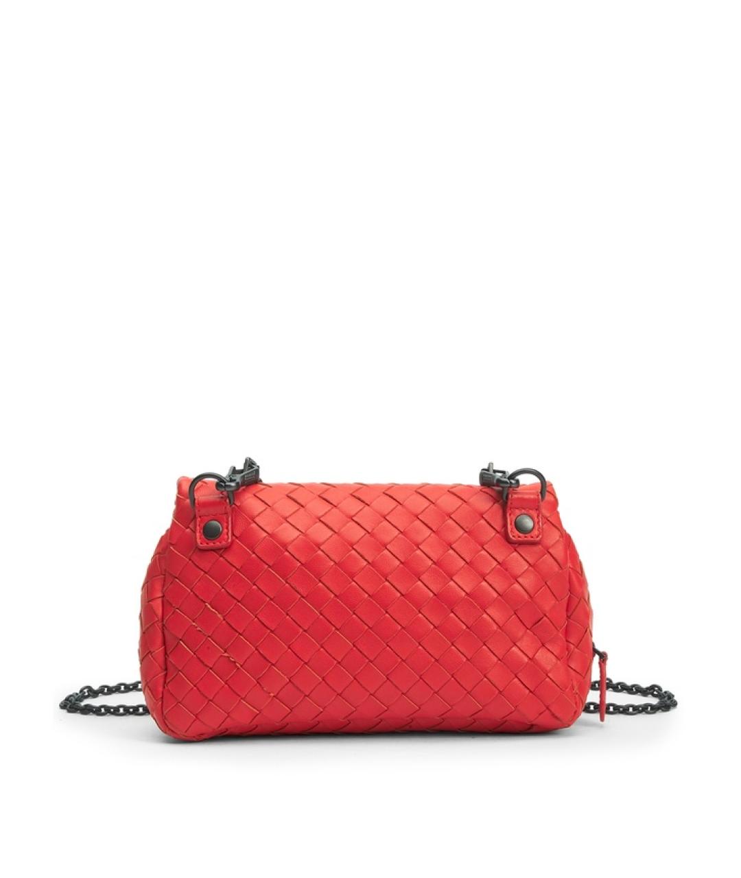 BOTTEGA VENETA Красная кожаная сумка через плечо, фото 3