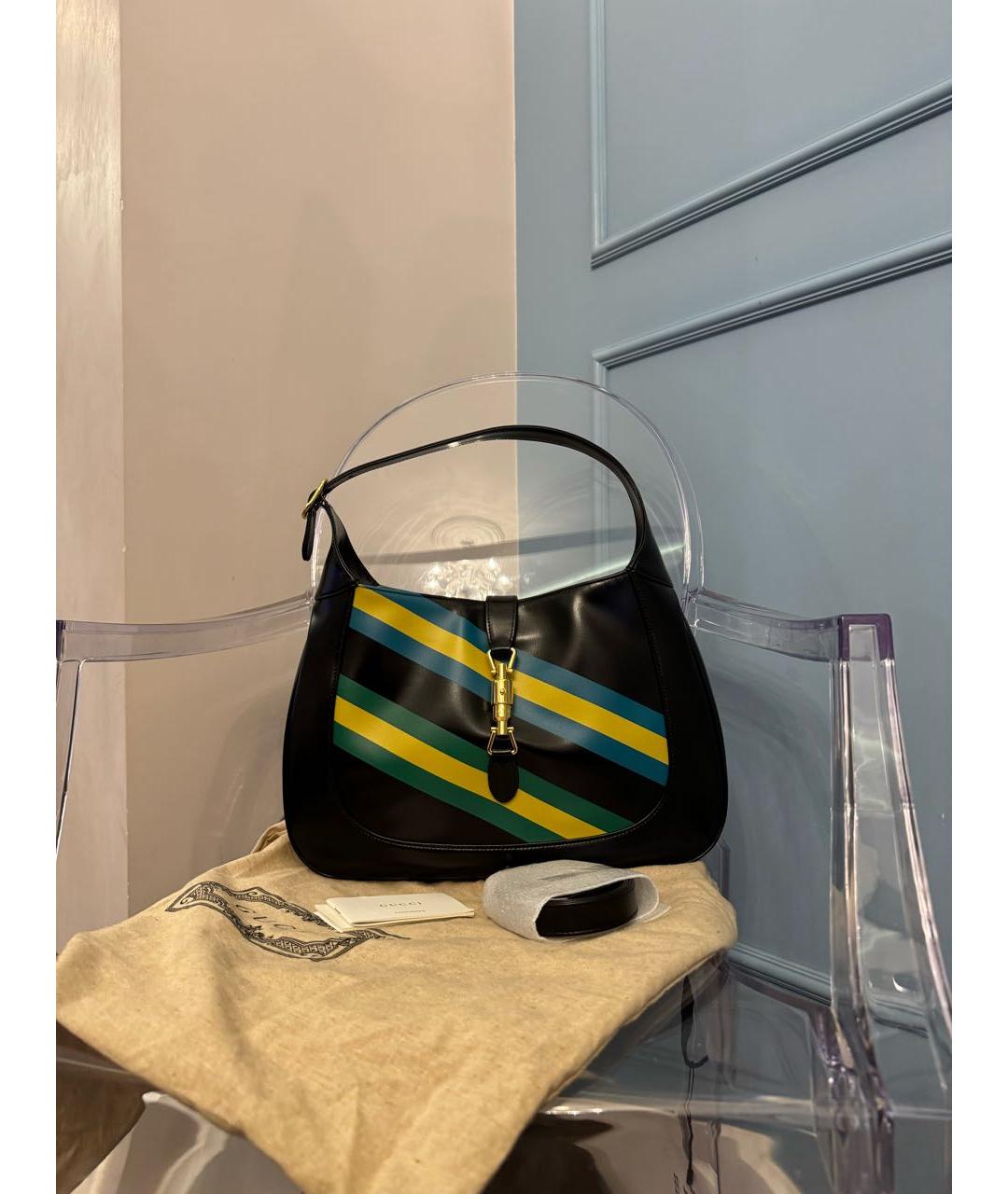 GUCCI Черная кожаная сумка через плечо, фото 9