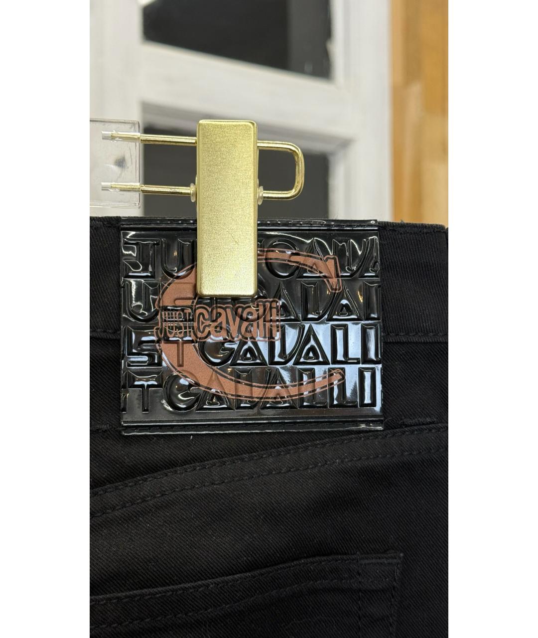 JUST CAVALLI Черные хлопковые прямые джинсы, фото 3