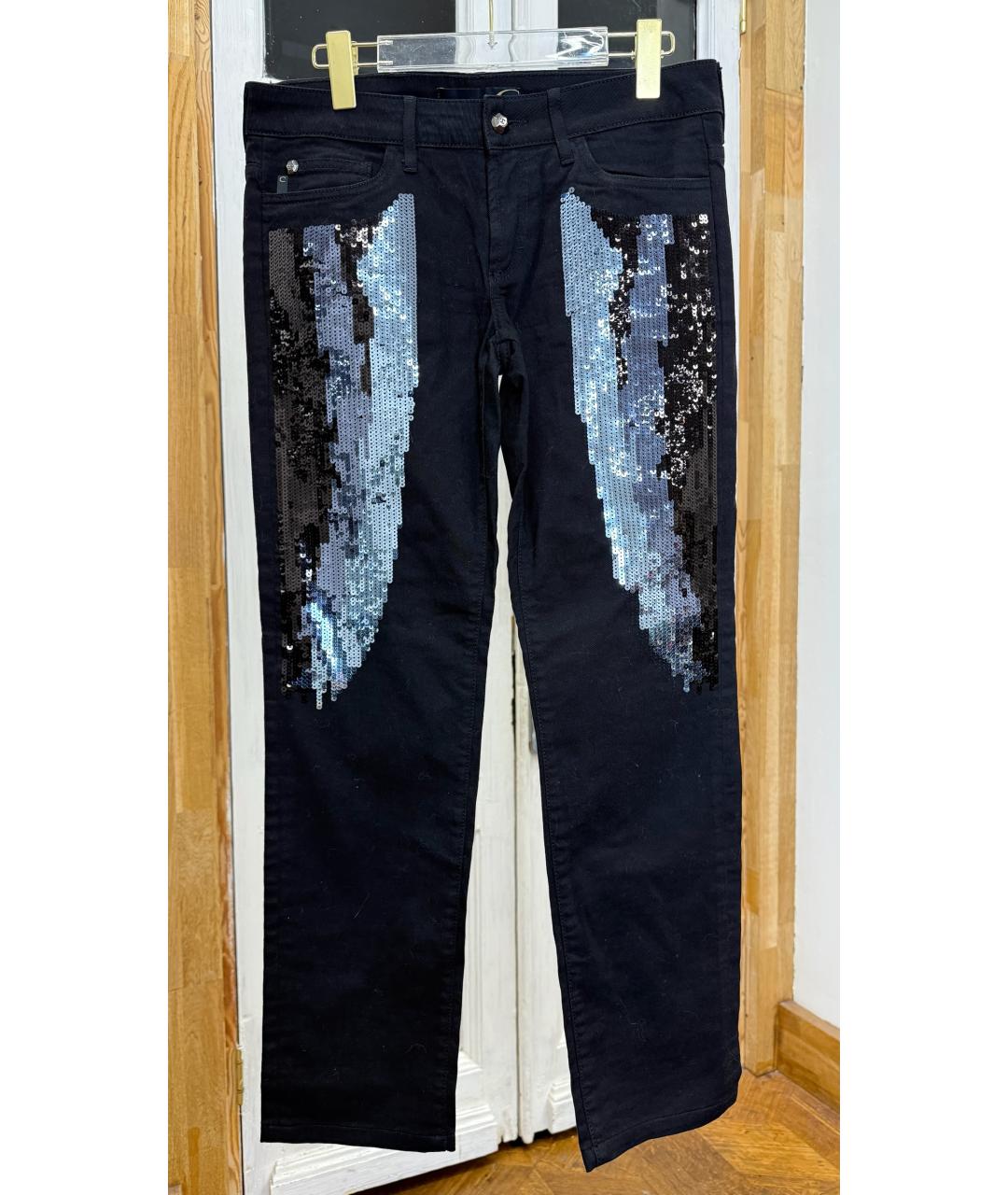 JUST CAVALLI Черные хлопковые прямые джинсы, фото 7