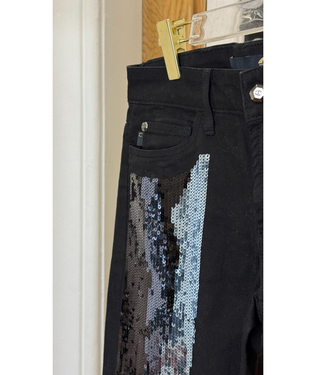 JUST CAVALLI Черные хлопковые прямые джинсы, фото 4