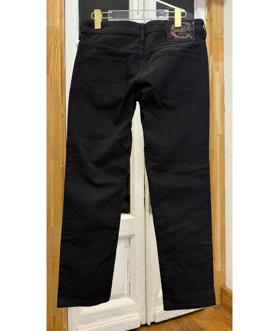 JUST CAVALLI Черные хлопковые прямые джинсы, фото 2