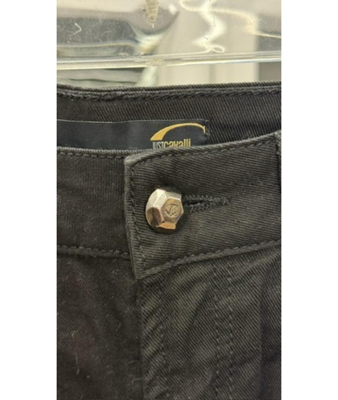 JUST CAVALLI Черные хлопковые прямые джинсы, фото 6