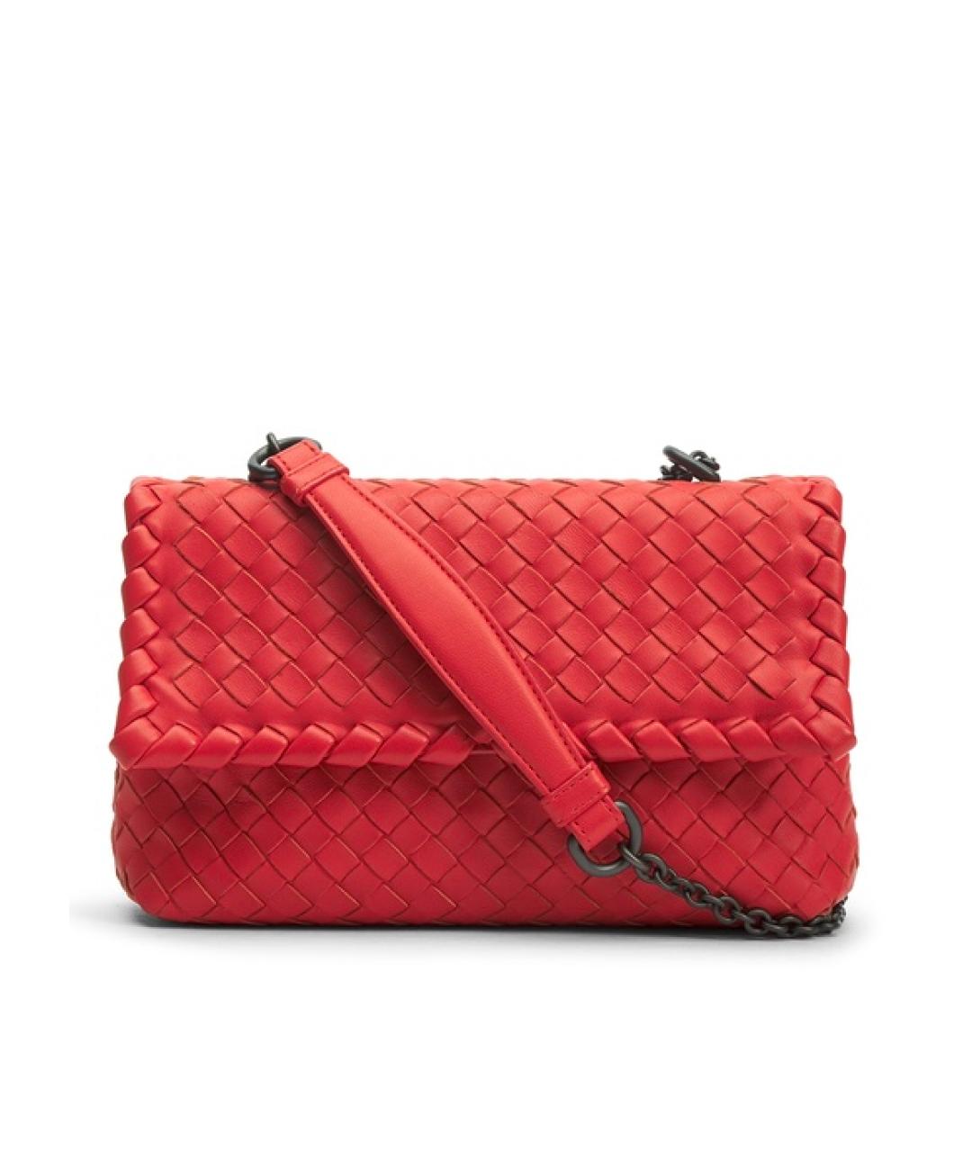 BOTTEGA VENETA Красная кожаная сумка через плечо, фото 4
