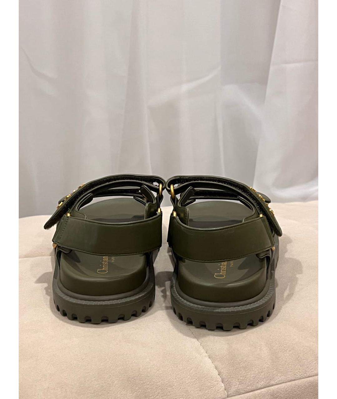 CHRISTIAN DIOR Хаки кожаные сандалии, фото 3