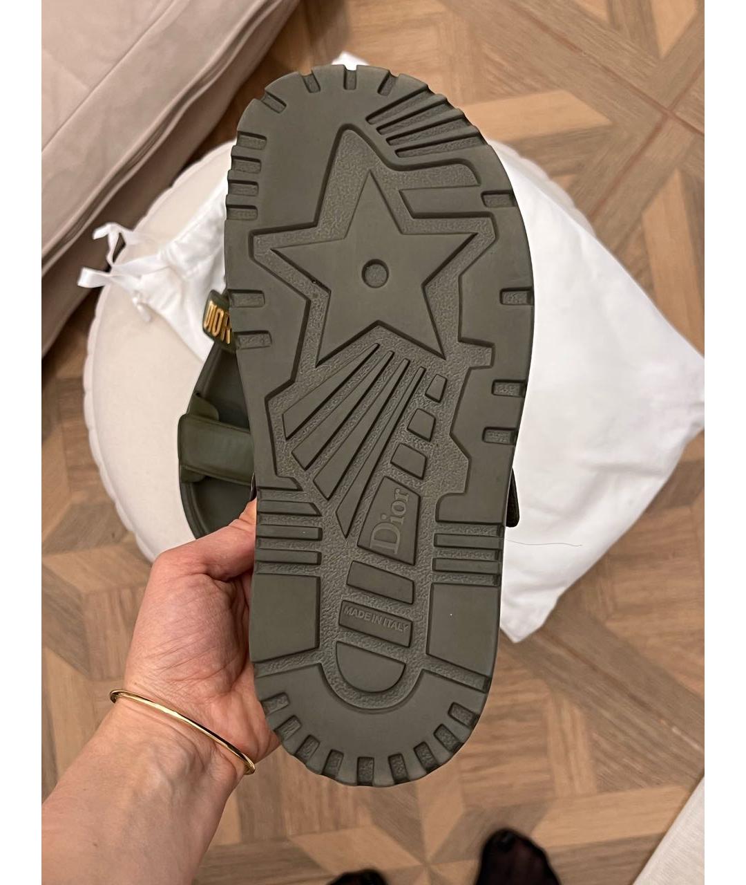 CHRISTIAN DIOR Хаки кожаные сандалии, фото 5