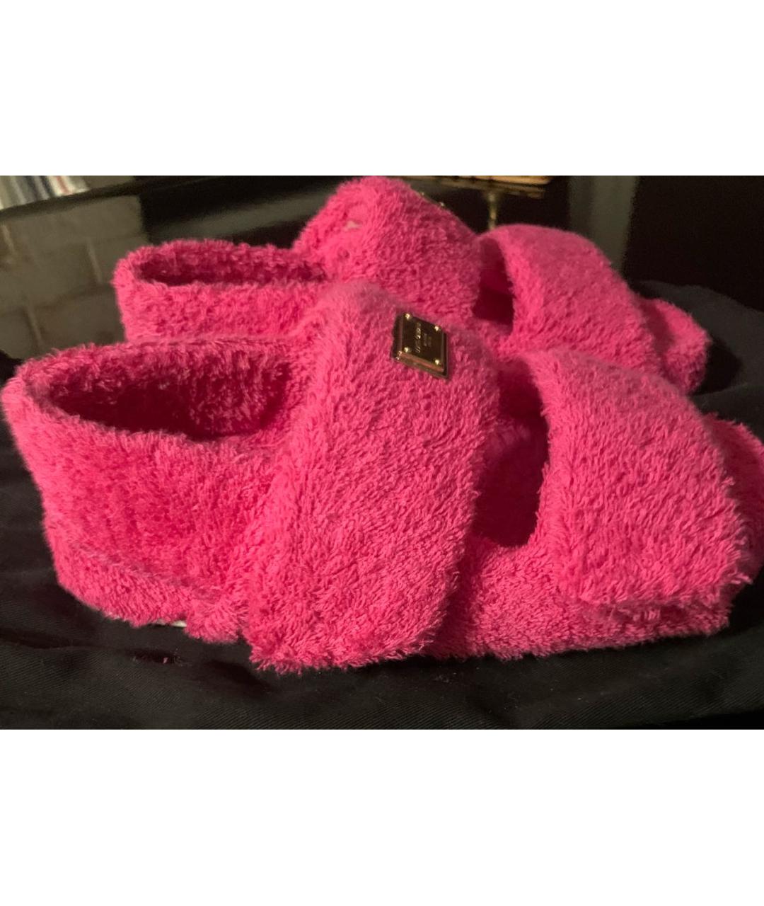 DOLCE&GABBANA Фуксия текстильные сандалии, фото 8