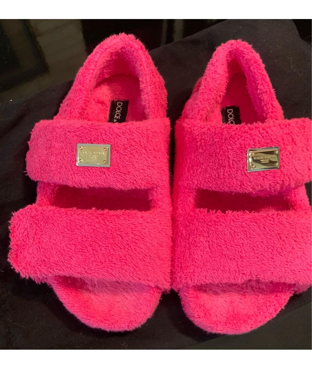 DOLCE&GABBANA Фуксия текстильные сандалии, фото 3