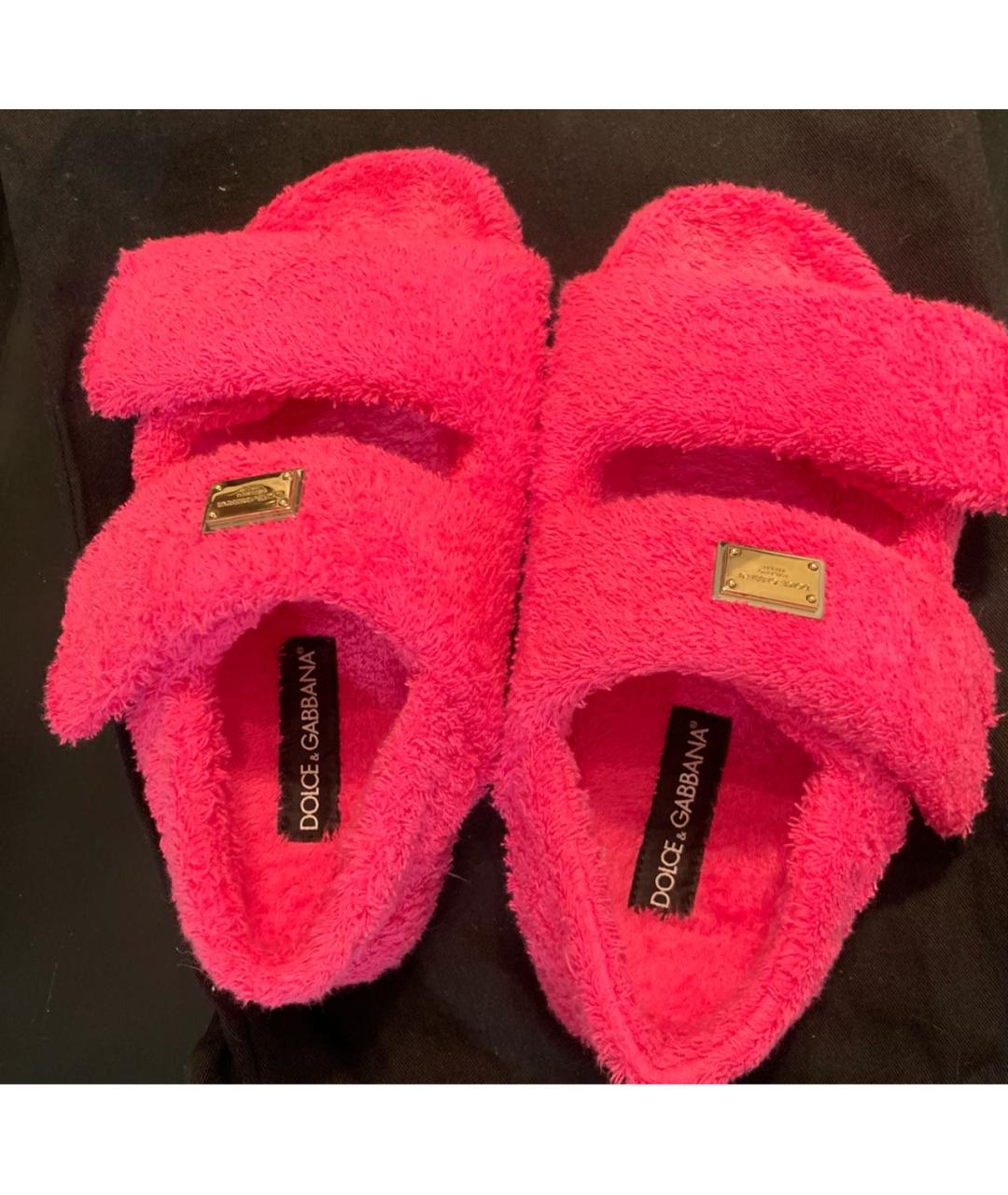 DOLCE&GABBANA Фуксия текстильные сандалии, фото 4