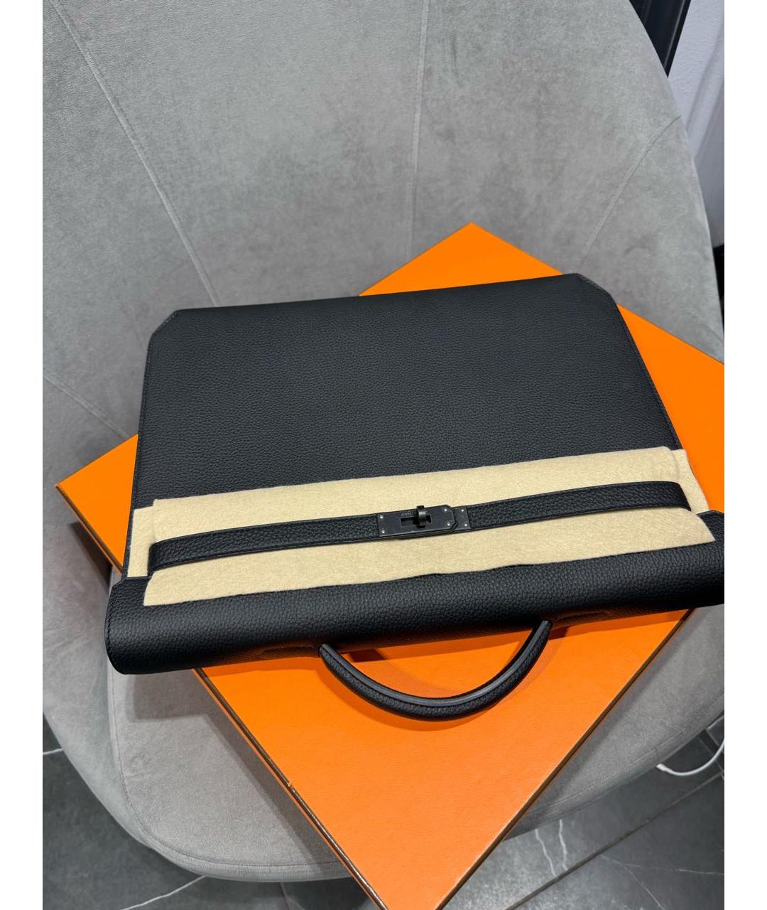 HERMES Черный кожаный портфель, фото 4