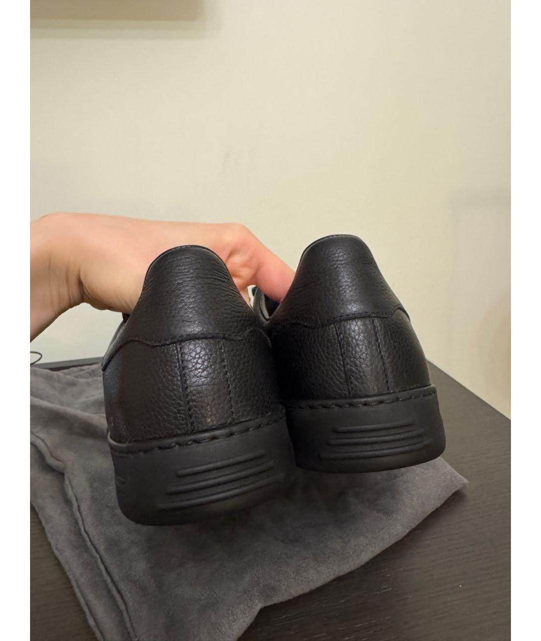 TOM FORD Черные кожаные низкие кроссовки / кеды, фото 4