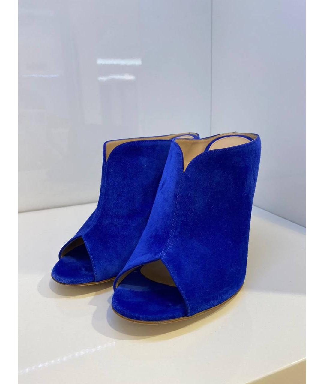 GIANVITO ROSSI Синие замшевые мюли, фото 2