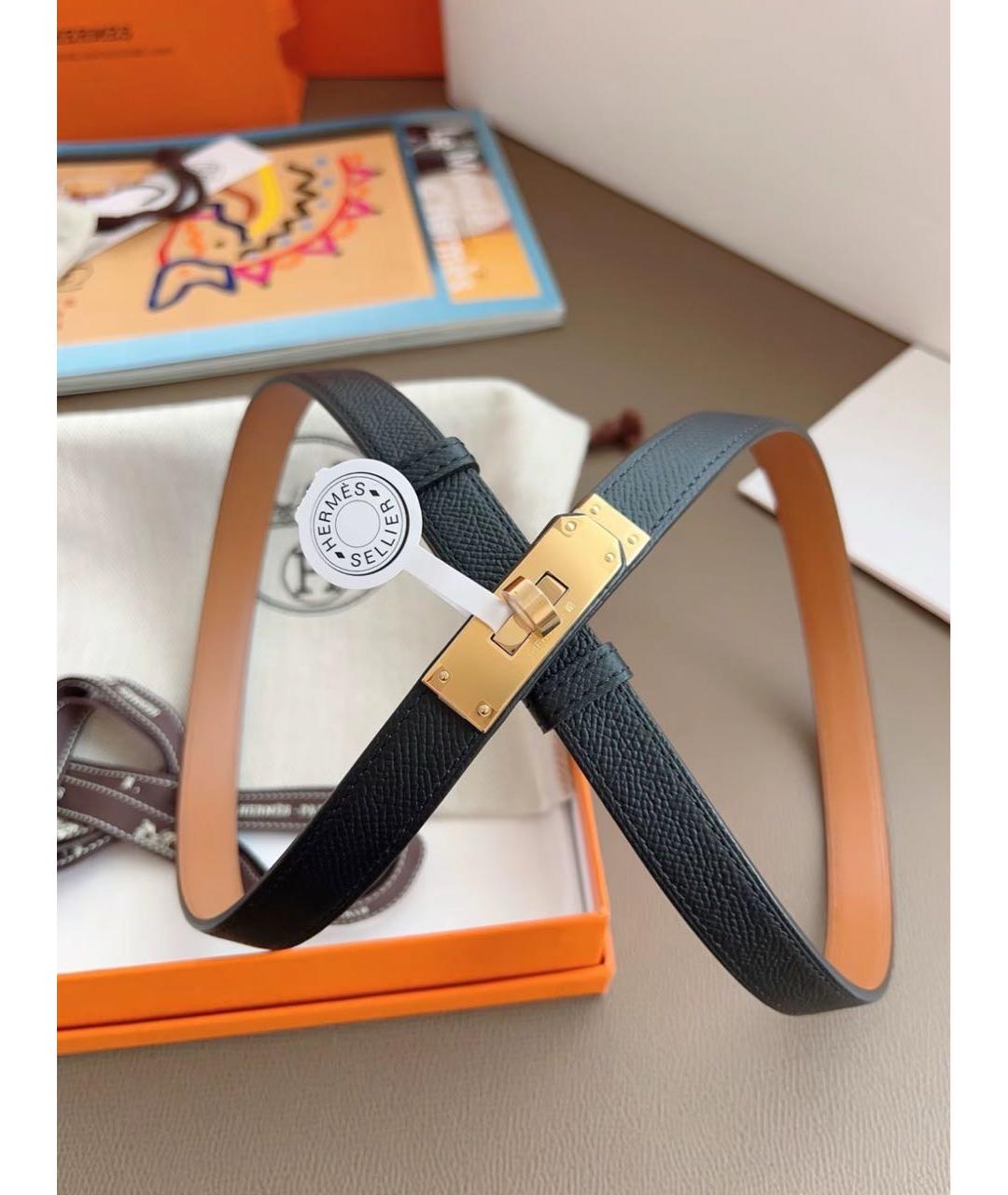 HERMES Черный кожаный ремень, фото 4