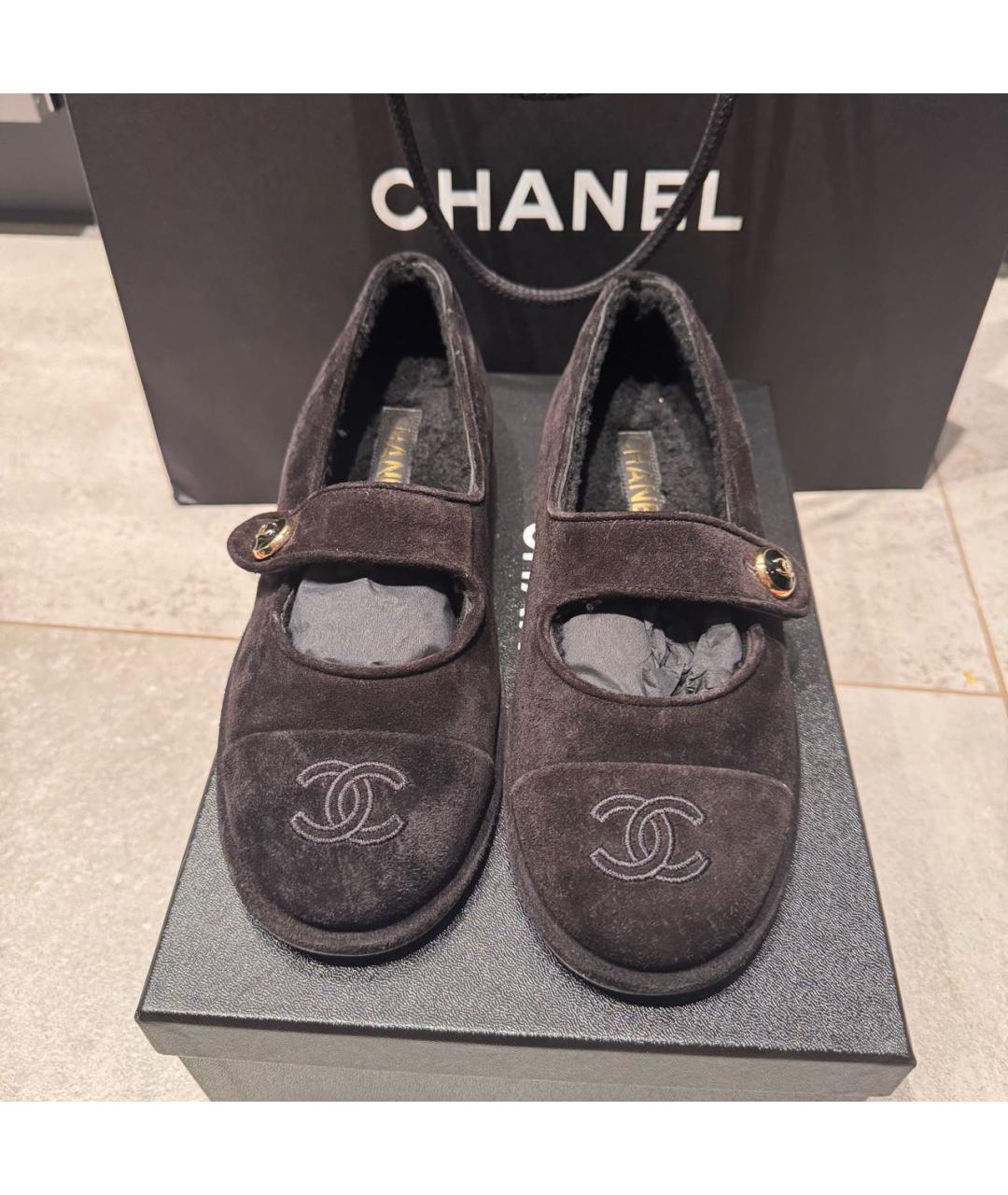 CHANEL Черные замшевые балетки, фото 2