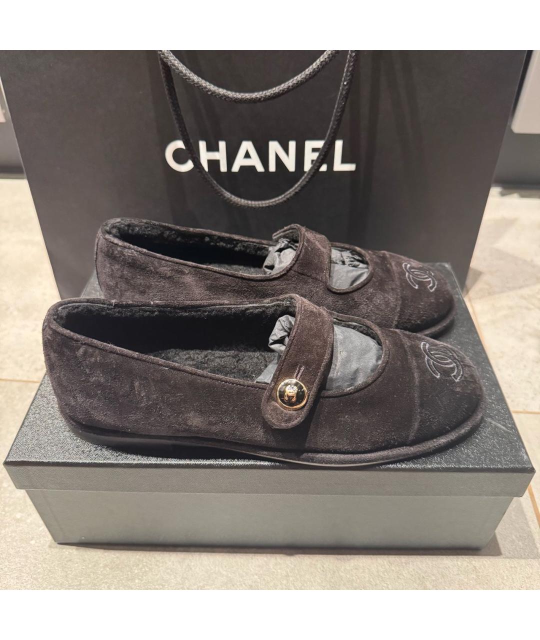 CHANEL Черные замшевые балетки, фото 7