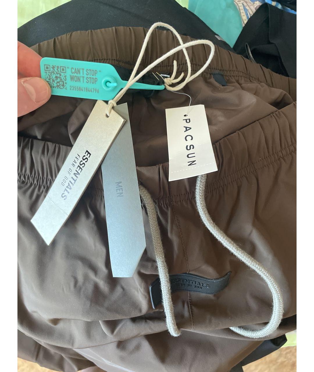 FEAR OF GOD ESSENTIALS Коричневые полиамидовые повседневные брюки, фото 5