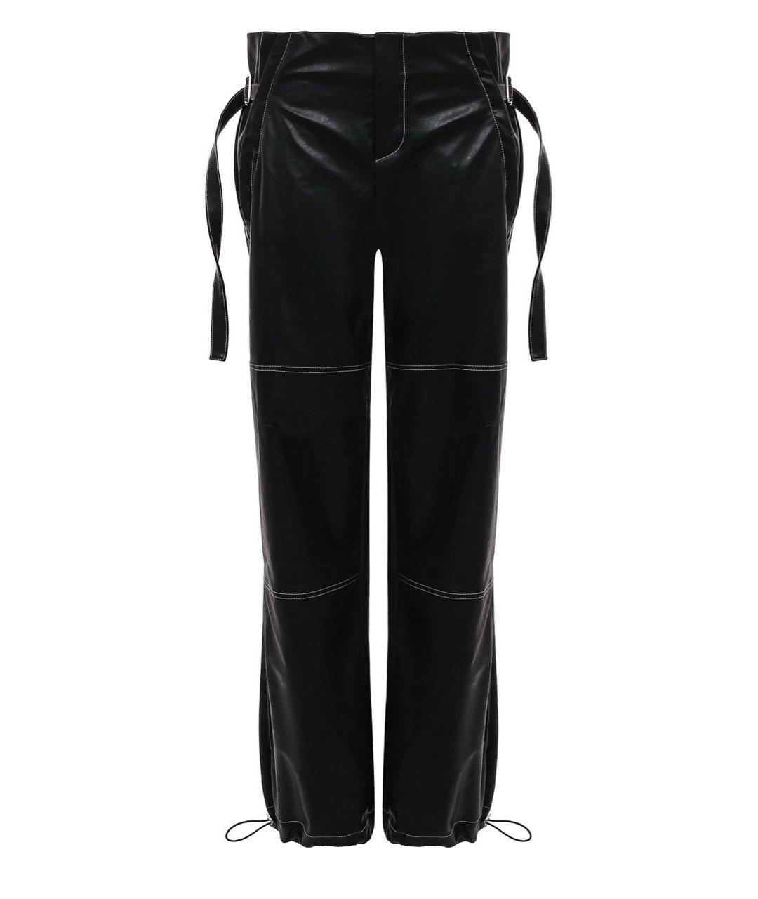 YUZEFI Черные полиуретановые прямые брюки, фото 9