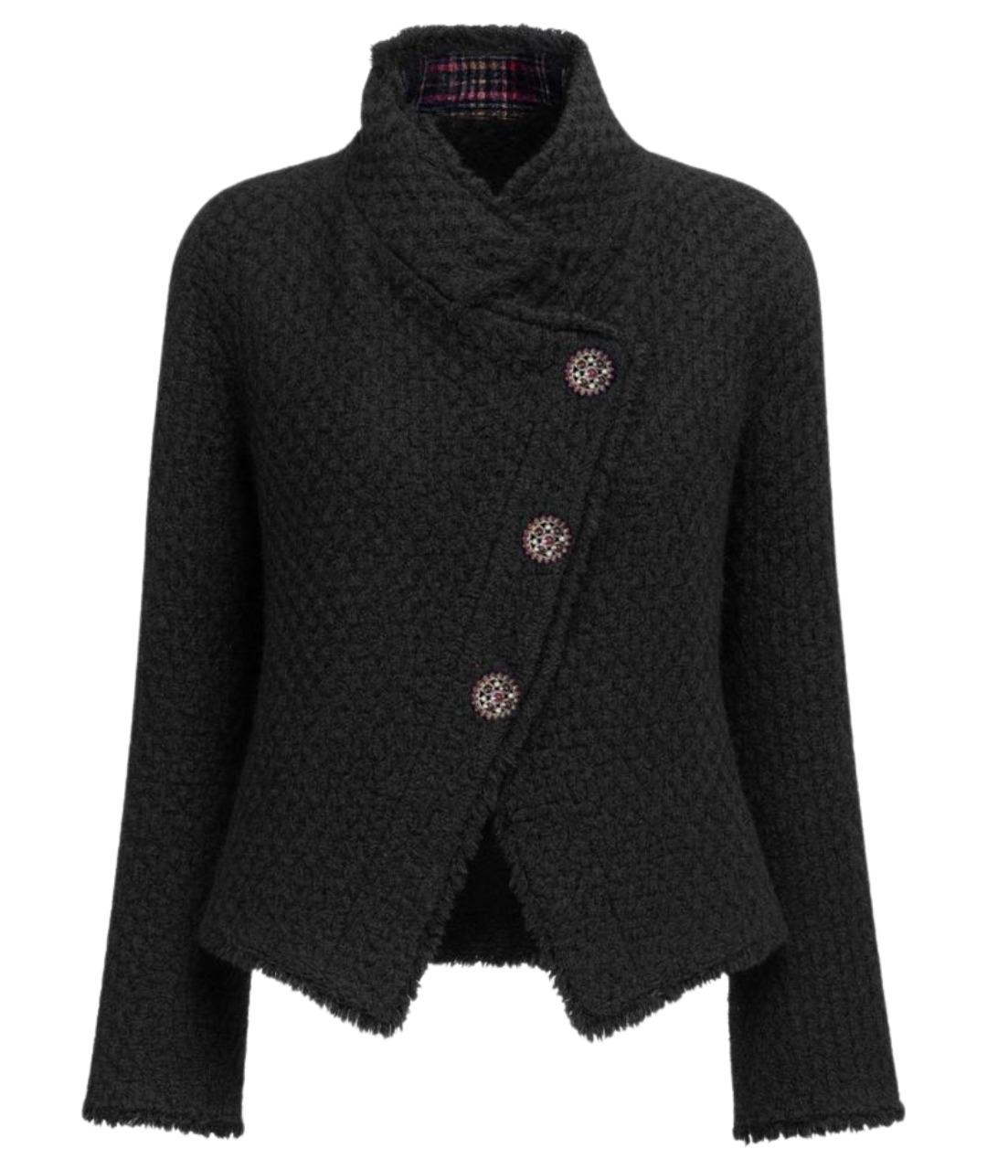 CHANEL Черный твидовый жакет/пиджак, фото 1