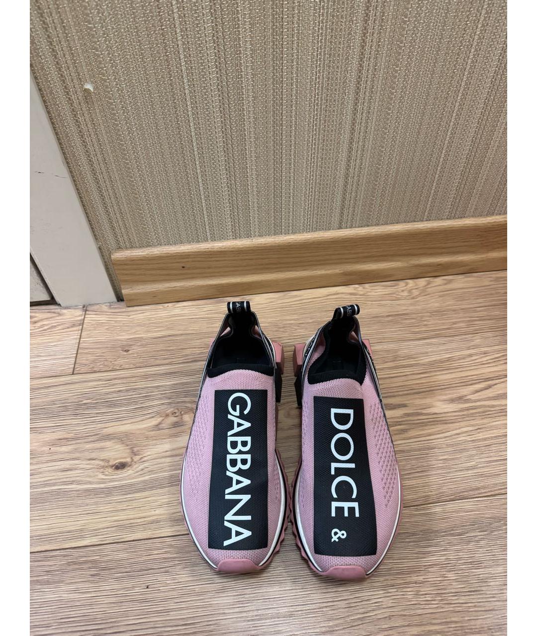 DOLCE&GABBANA Розовые текстильные кроссовки, фото 3