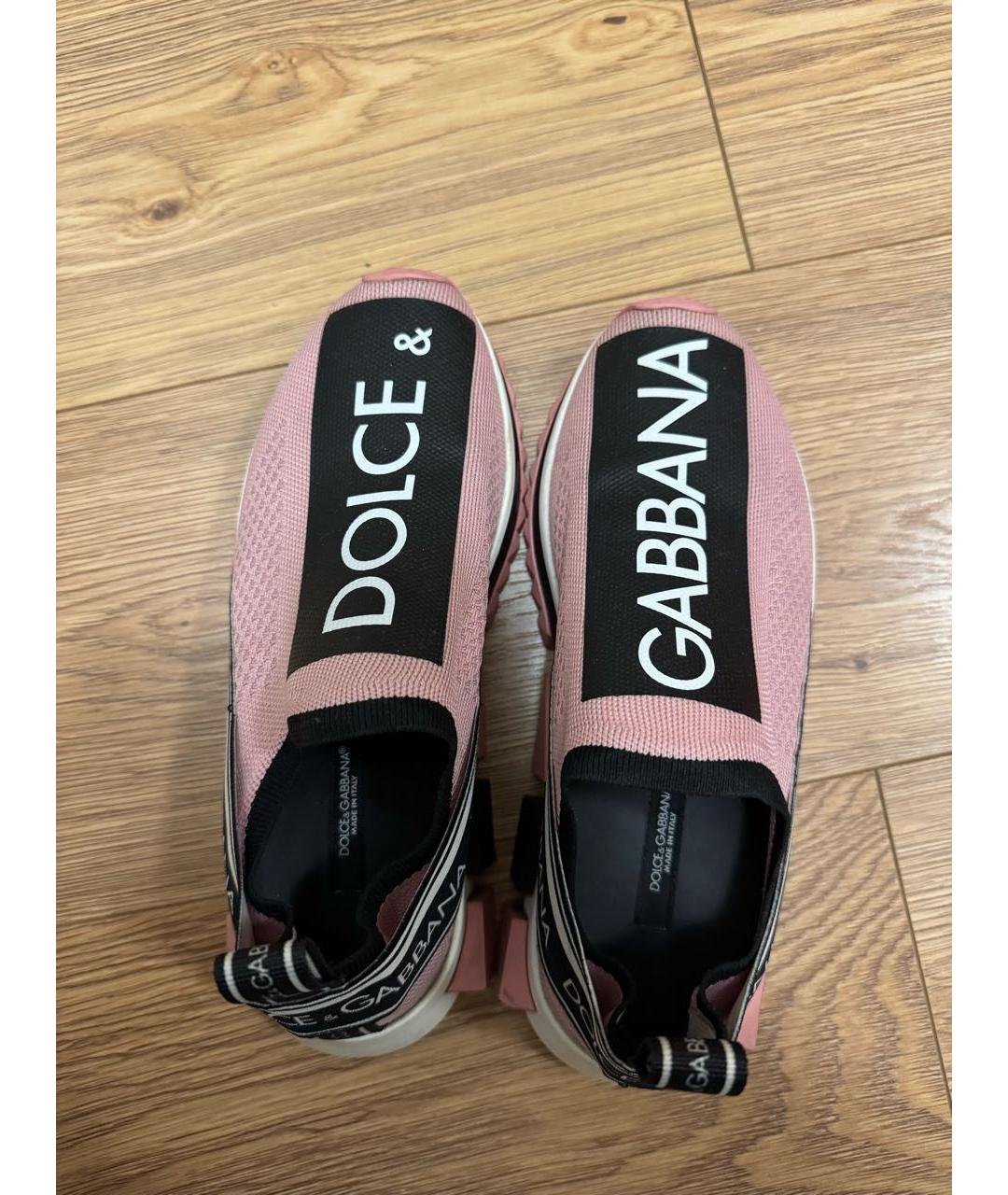 DOLCE&GABBANA Розовые текстильные кроссовки, фото 5