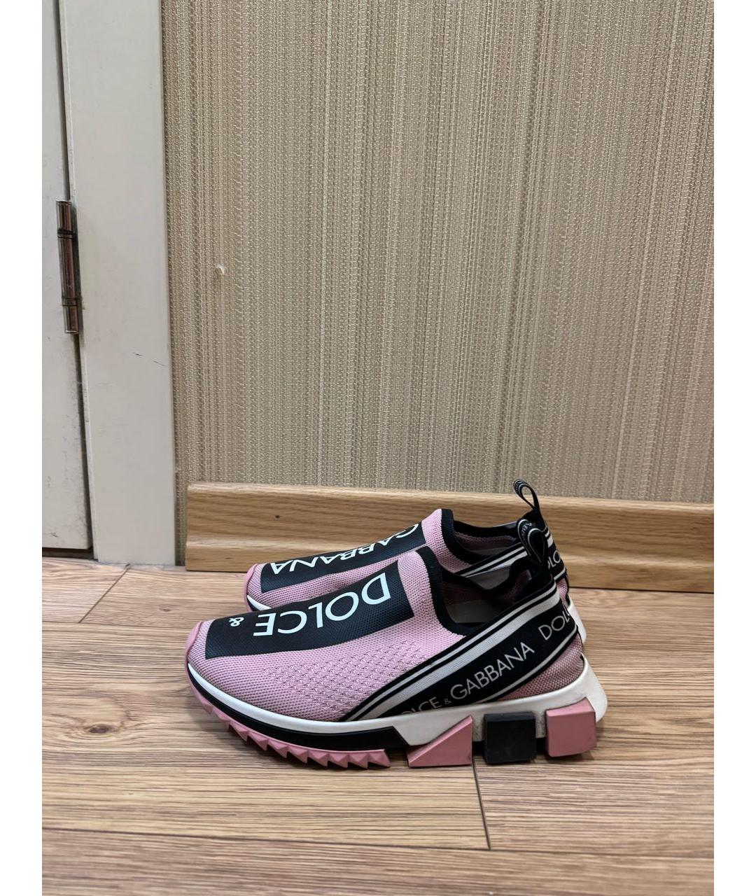 DOLCE&GABBANA Розовые текстильные кроссовки, фото 6