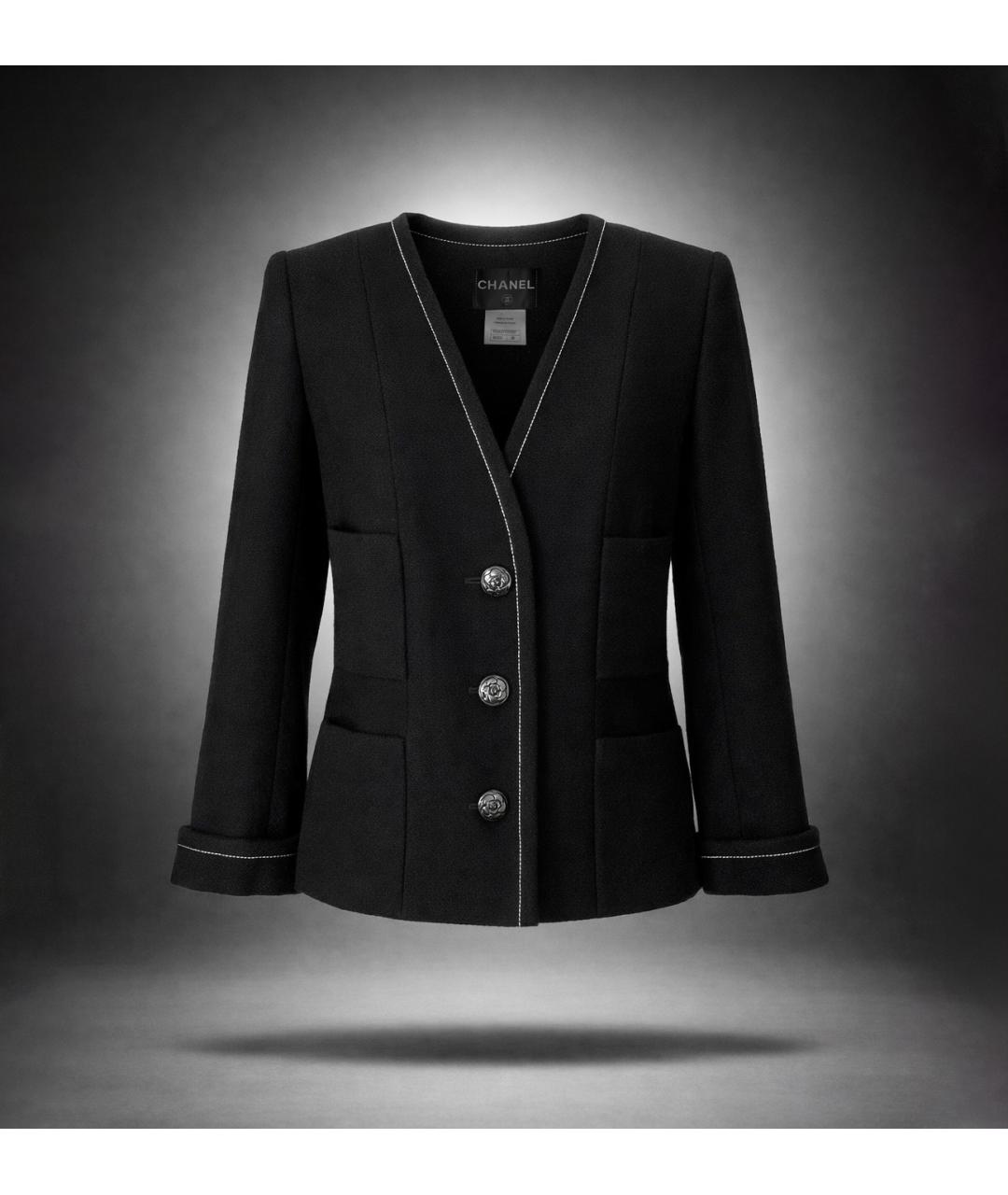CHANEL Черный шерстяной жакет/пиджак, фото 9