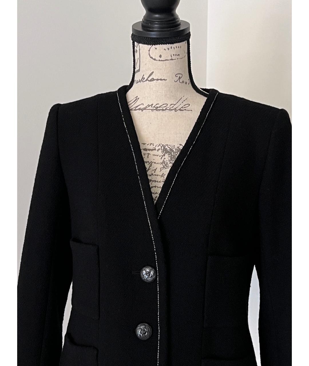 CHANEL Черный шерстяной жакет/пиджак, фото 8