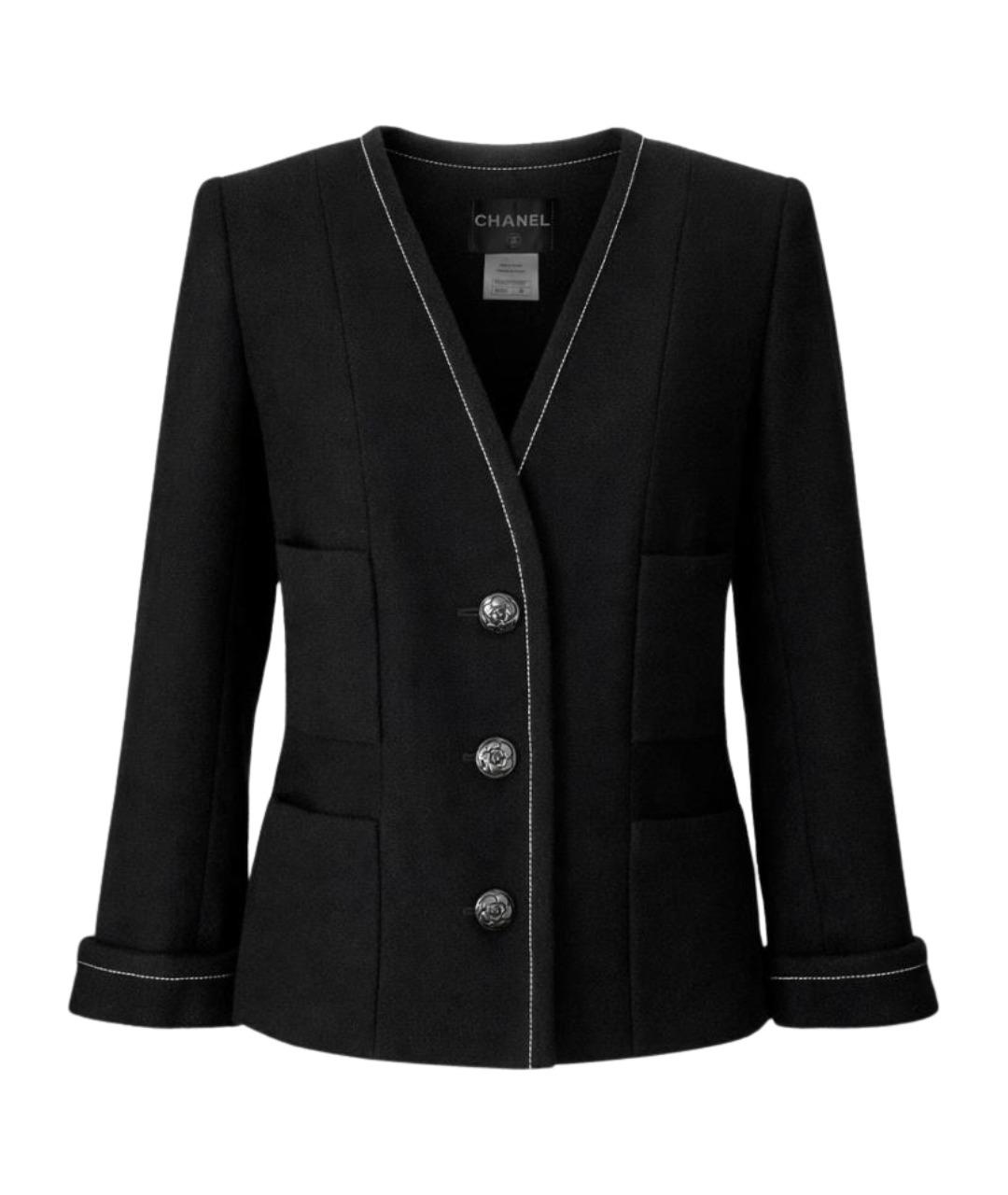 CHANEL Черный шерстяной жакет/пиджак, фото 1