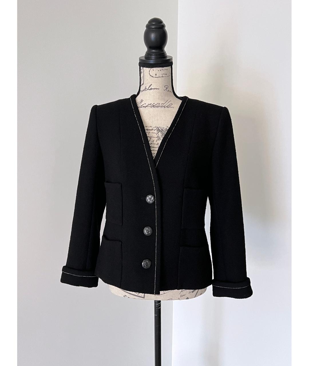 CHANEL Черный шерстяной жакет/пиджак, фото 6