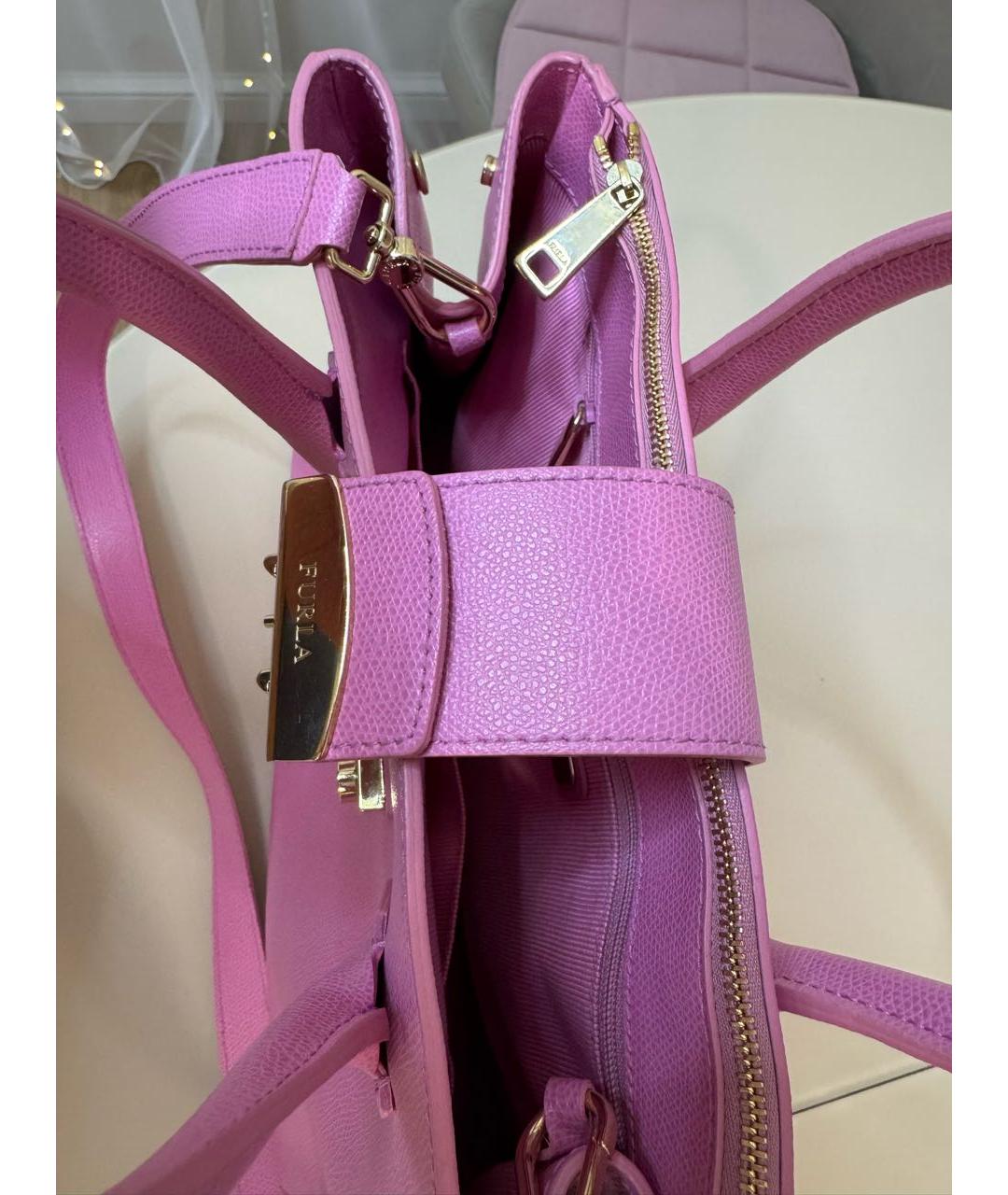 FURLA Розовая кожаная сумка с короткими ручками, фото 4
