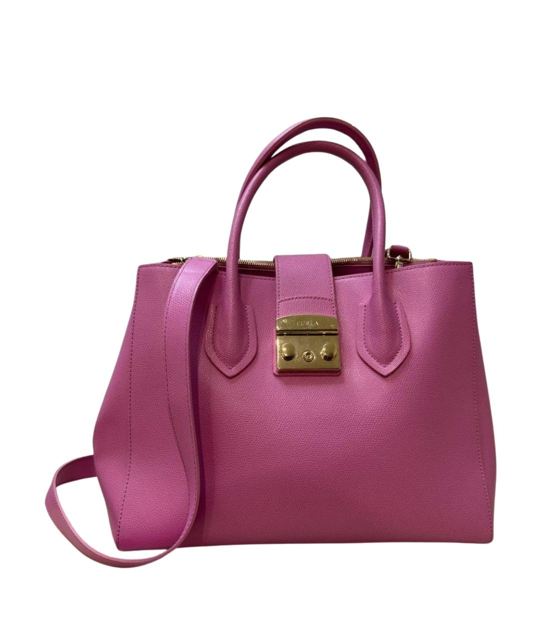 FURLA Розовая кожаная сумка с короткими ручками, фото 1