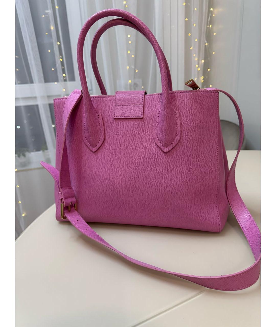 FURLA Розовая кожаная сумка с короткими ручками, фото 3