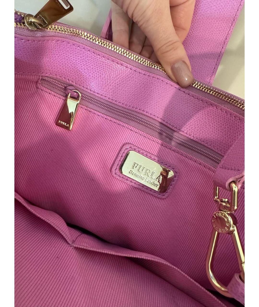 FURLA Розовая кожаная сумка с короткими ручками, фото 6