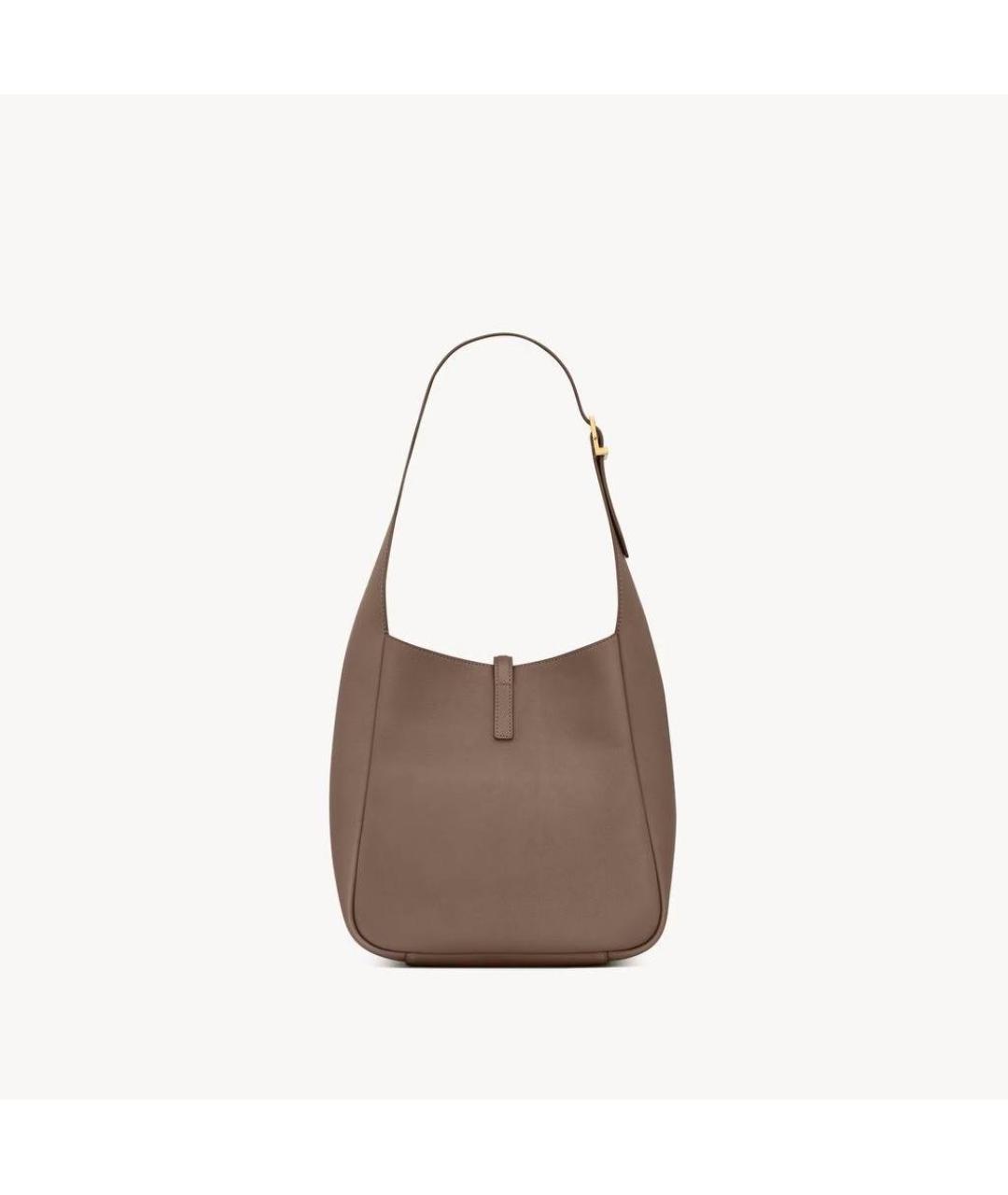 SAINT LAURENT Коричневая кожаная сумка с короткими ручками, фото 2