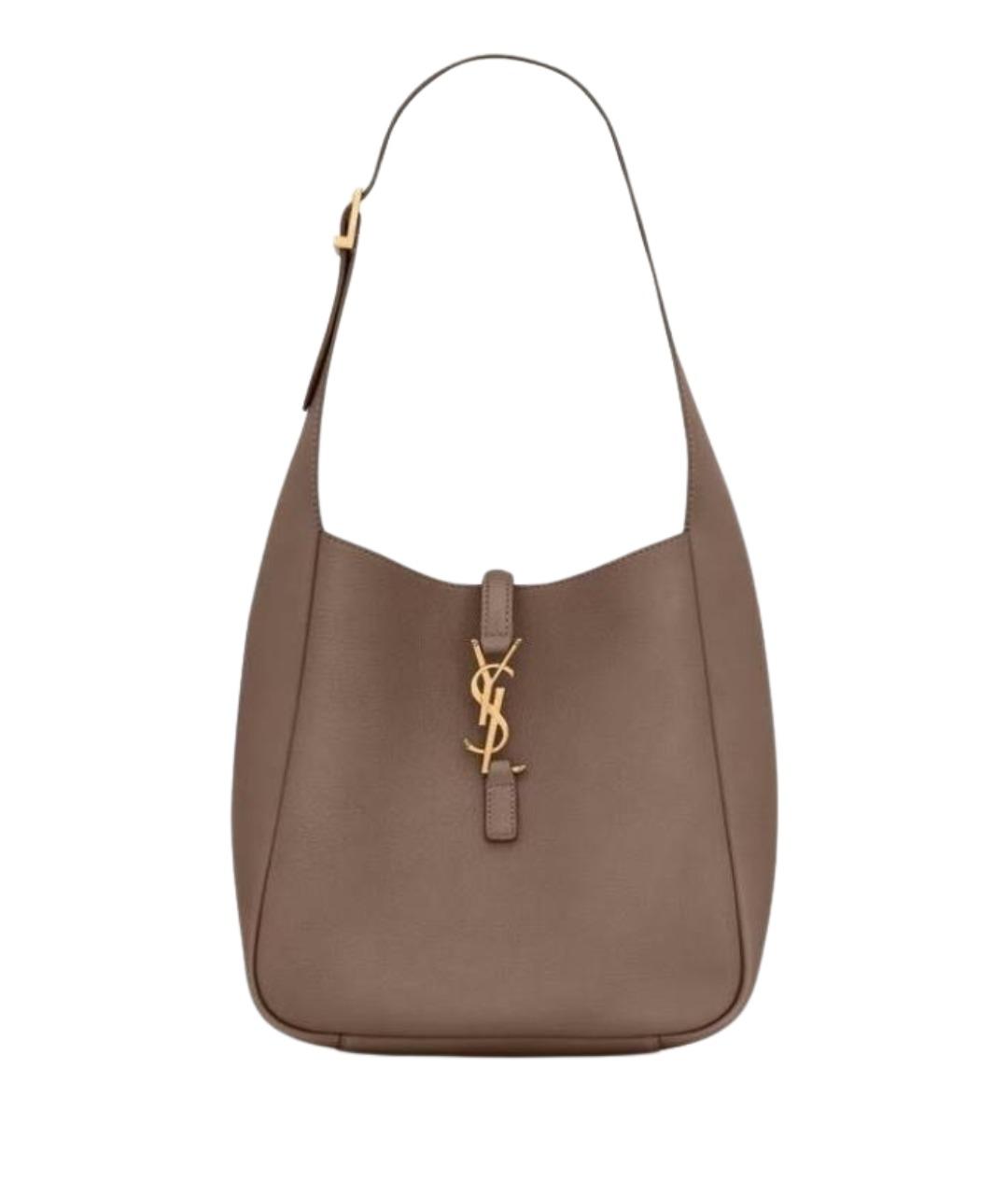 SAINT LAURENT Коричневая кожаная сумка с короткими ручками, фото 1