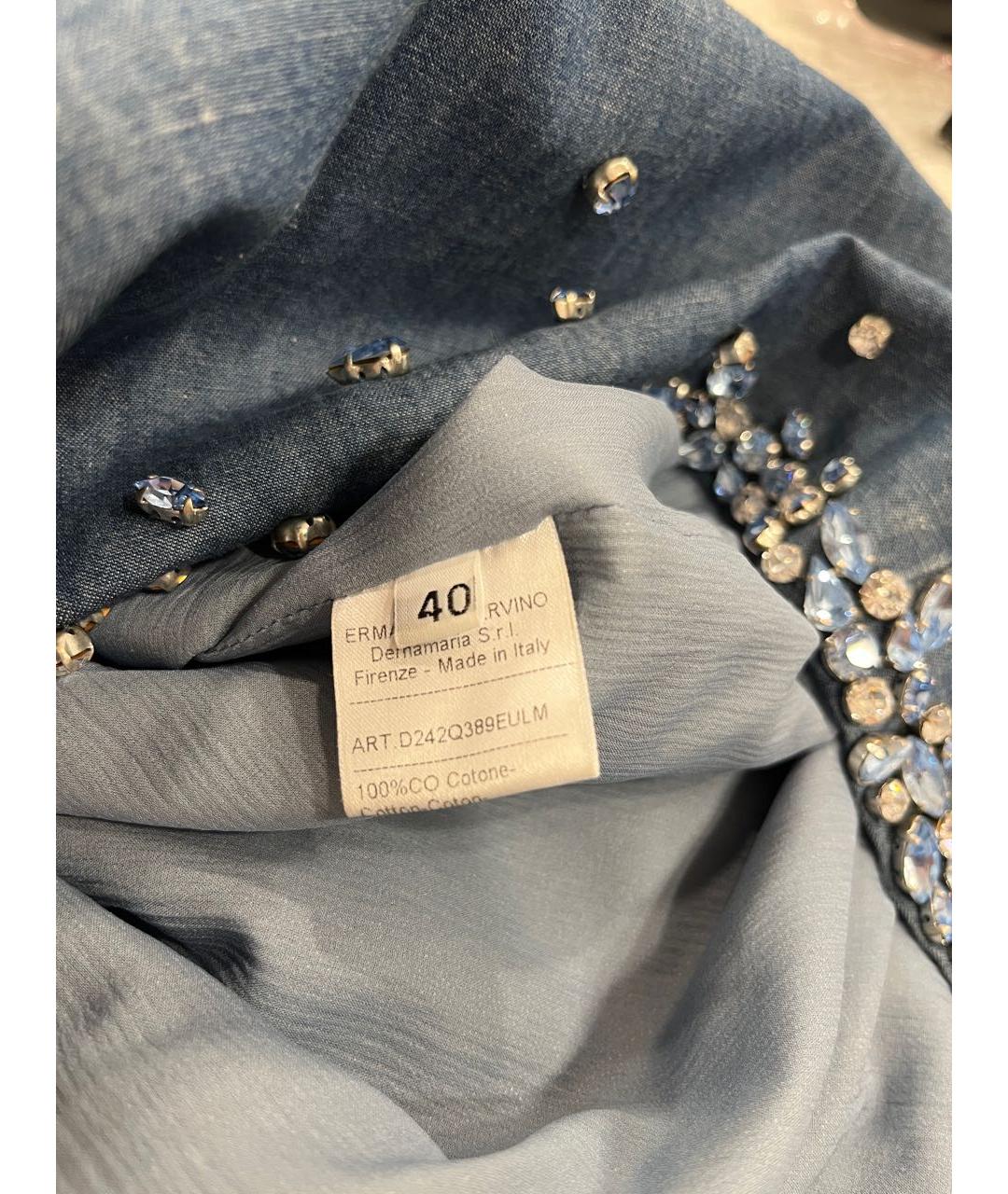 ERMANNO SCERVINO Голубое хлопковое коктейльное платье, фото 5