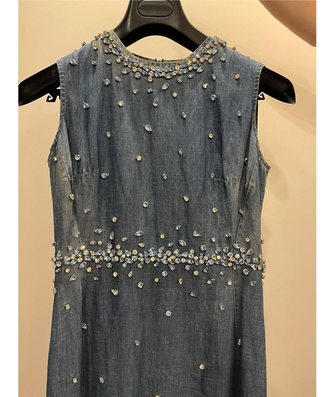 ERMANNO SCERVINO Голубое хлопковое коктейльное платье, фото 3