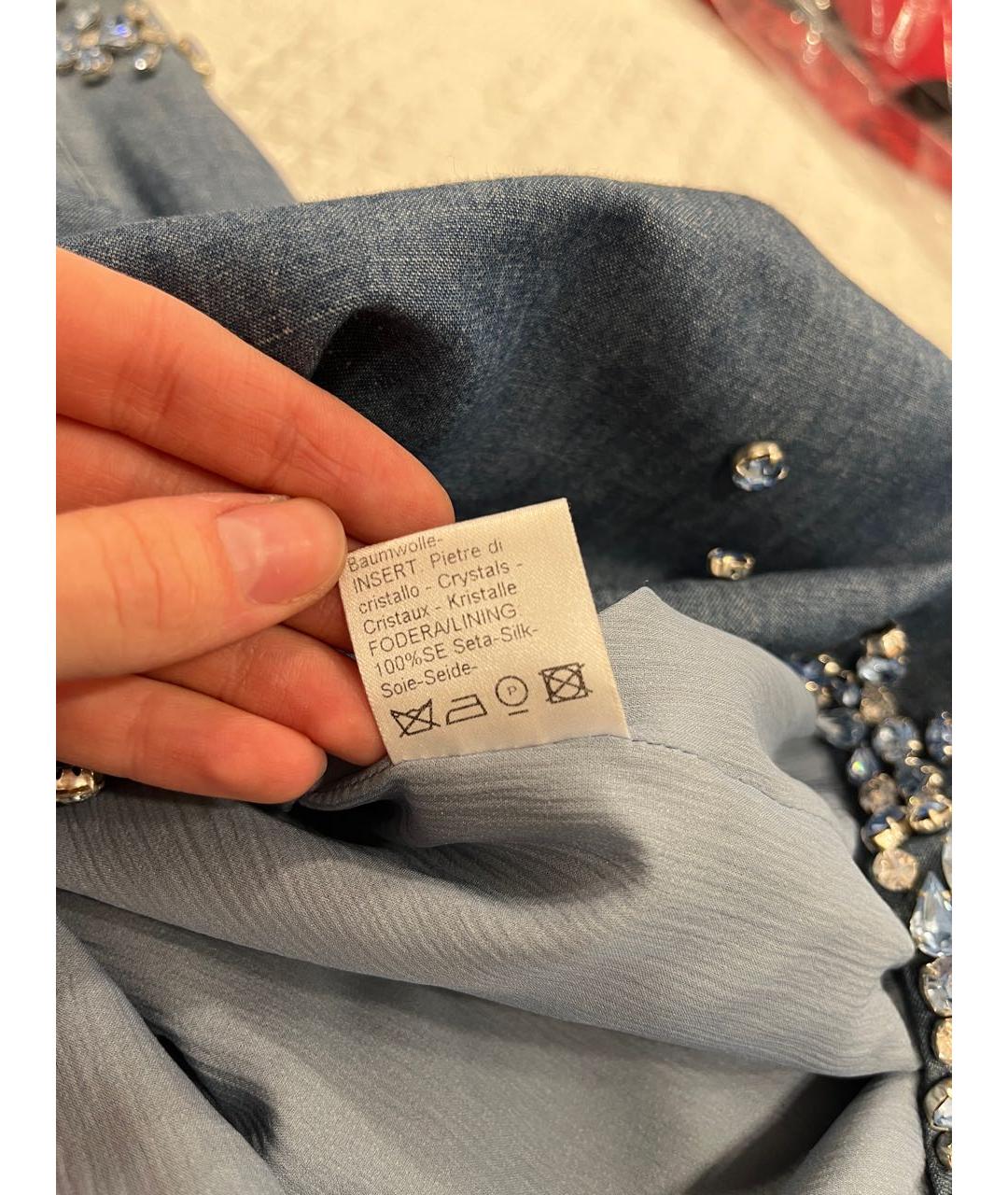 ERMANNO SCERVINO Голубое хлопковое коктейльное платье, фото 6